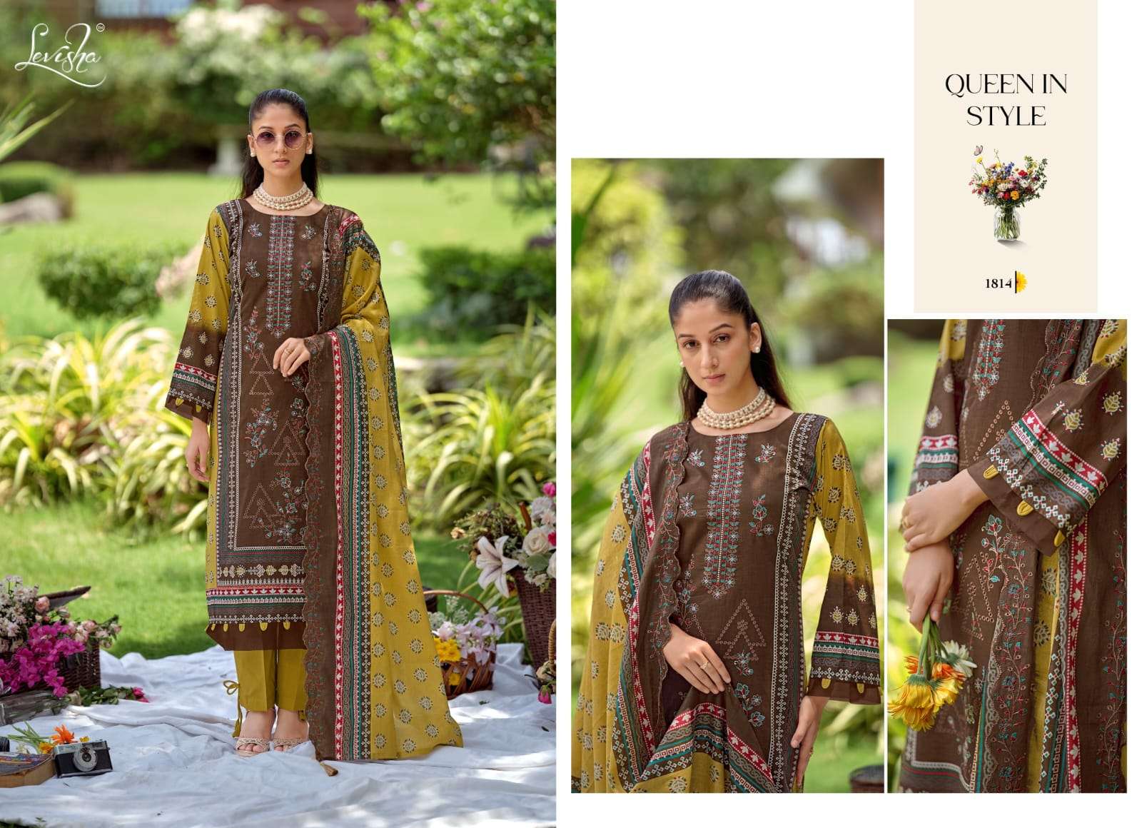 LEVISHA MADHUBALA VOL 18 LAWN COTTON DIGITAL PRINT WITH FANCY WORK SUIT