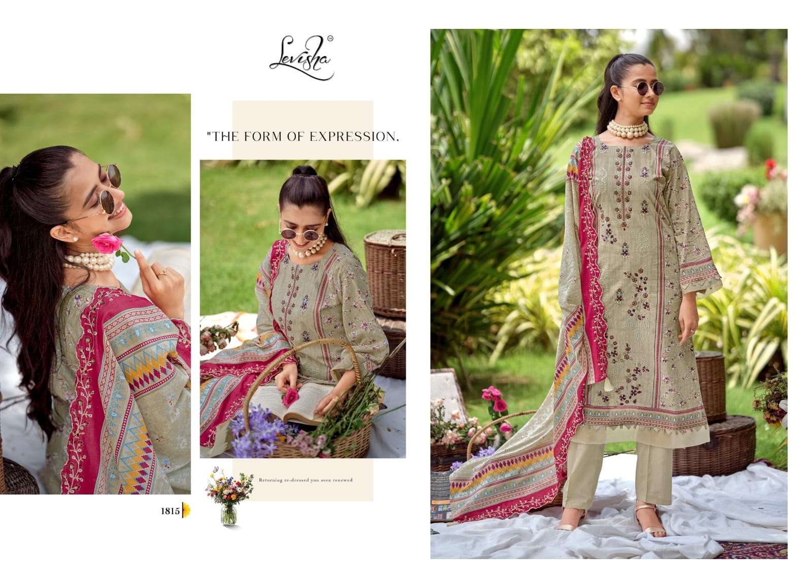 LEVISHA MADHUBALA VOL 18 LAWN COTTON DIGITAL PRINT WITH FANCY WORK SUIT