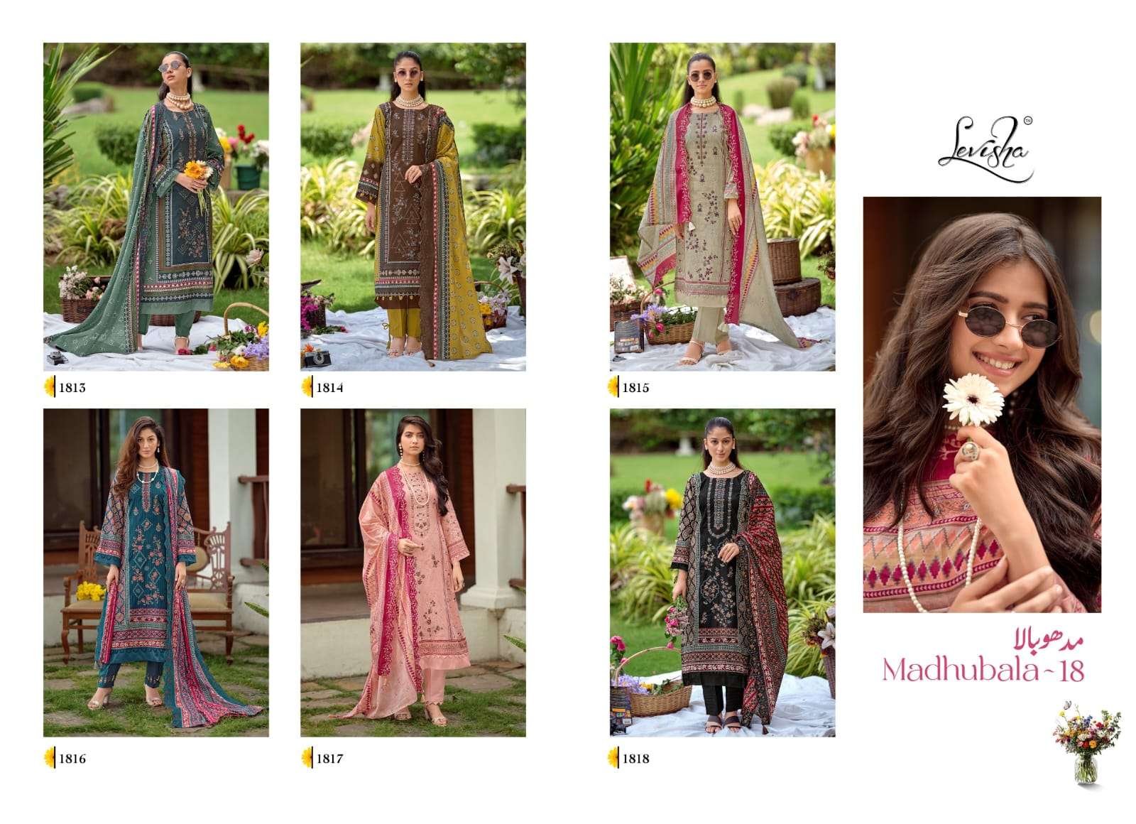 LEVISHA MADHUBALA VOL 18 LAWN COTTON DIGITAL PRINT WITH FANCY WORK SUIT