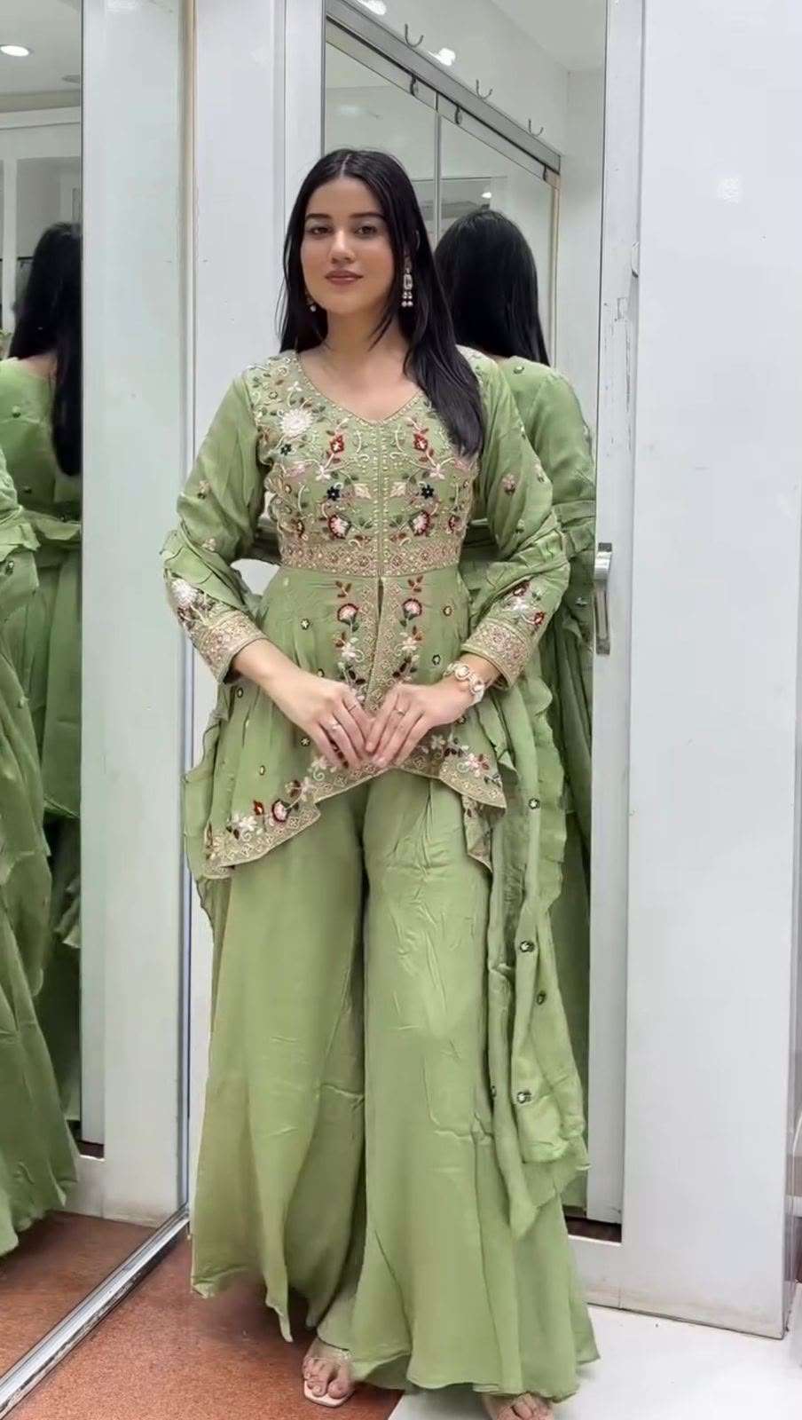 LG 2051 SILK WITH SEQUENCE EMBROIDERED DESIGNER PARTY WEAR LADIES DRESS