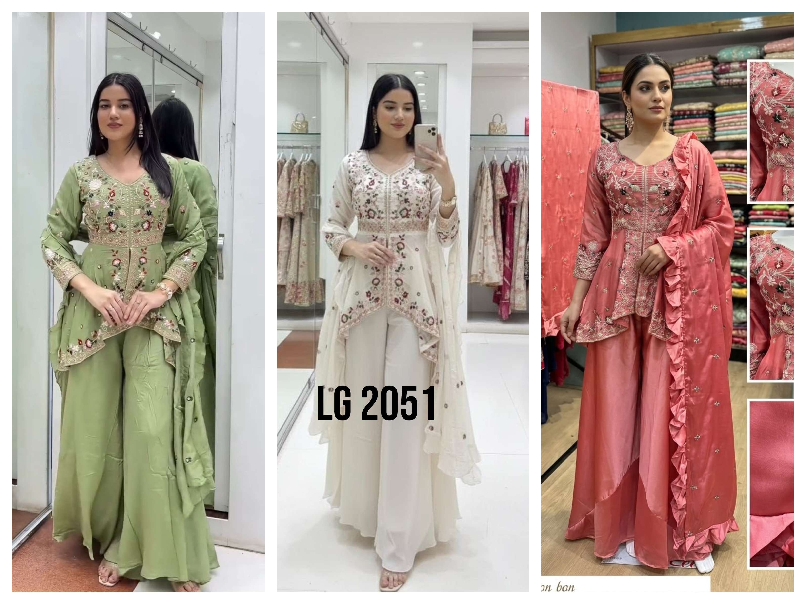 LG 2051 SILK WITH SEQUENCE EMBROIDERED DESIGNER PARTY WEAR LADIES DRESS