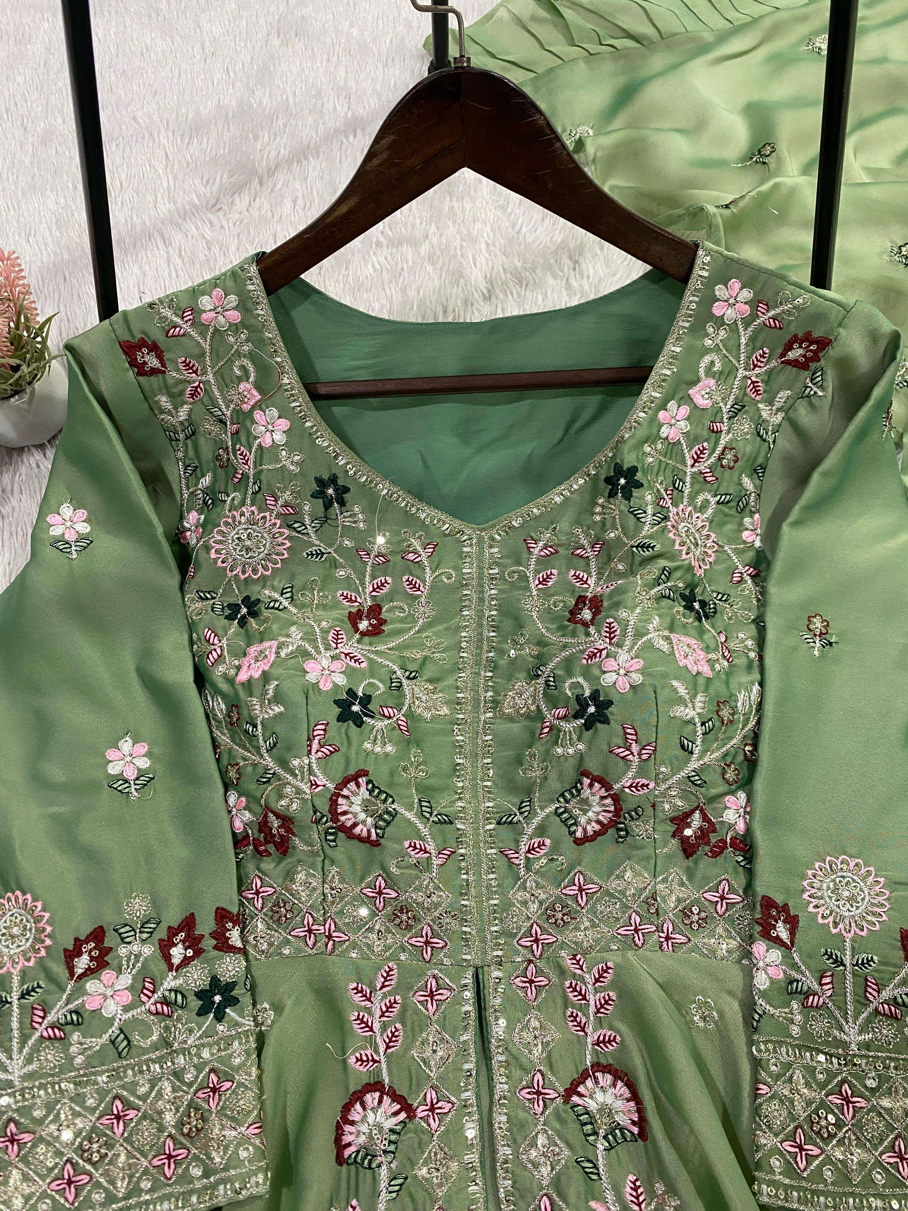 LG 2051 SILK WITH SEQUENCE EMBROIDERED DESIGNER PARTY WEAR LADIES DRESS