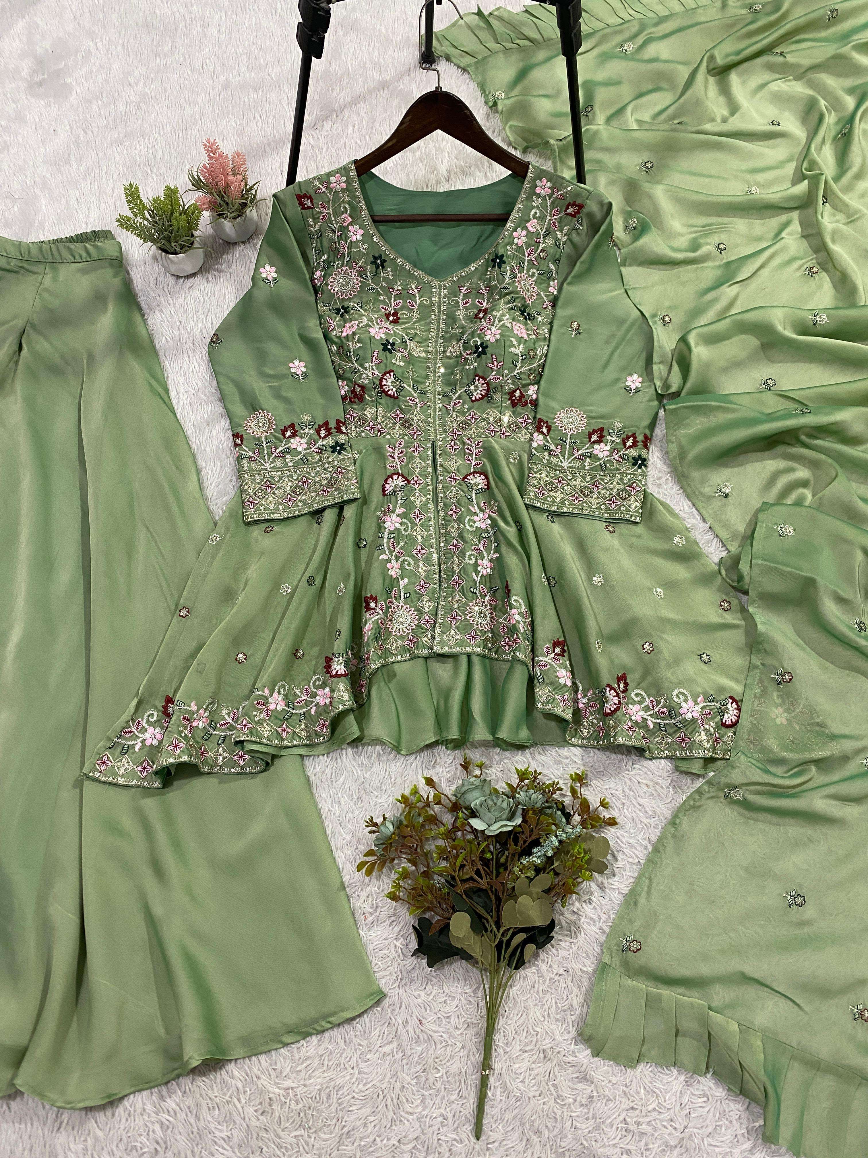 LG 2051 SILK WITH SEQUENCE EMBROIDERED DESIGNER PARTY WEAR LADIES DRESS
