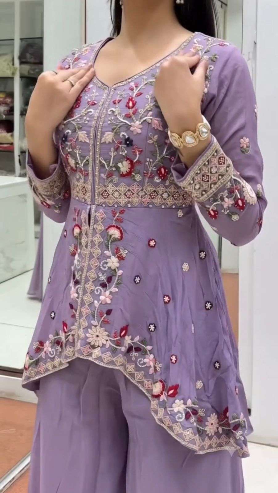 LG 2051 SILK WITH SEQUENCE EMBROIDERED DESIGNER PARTY WEAR LADIES DRESS