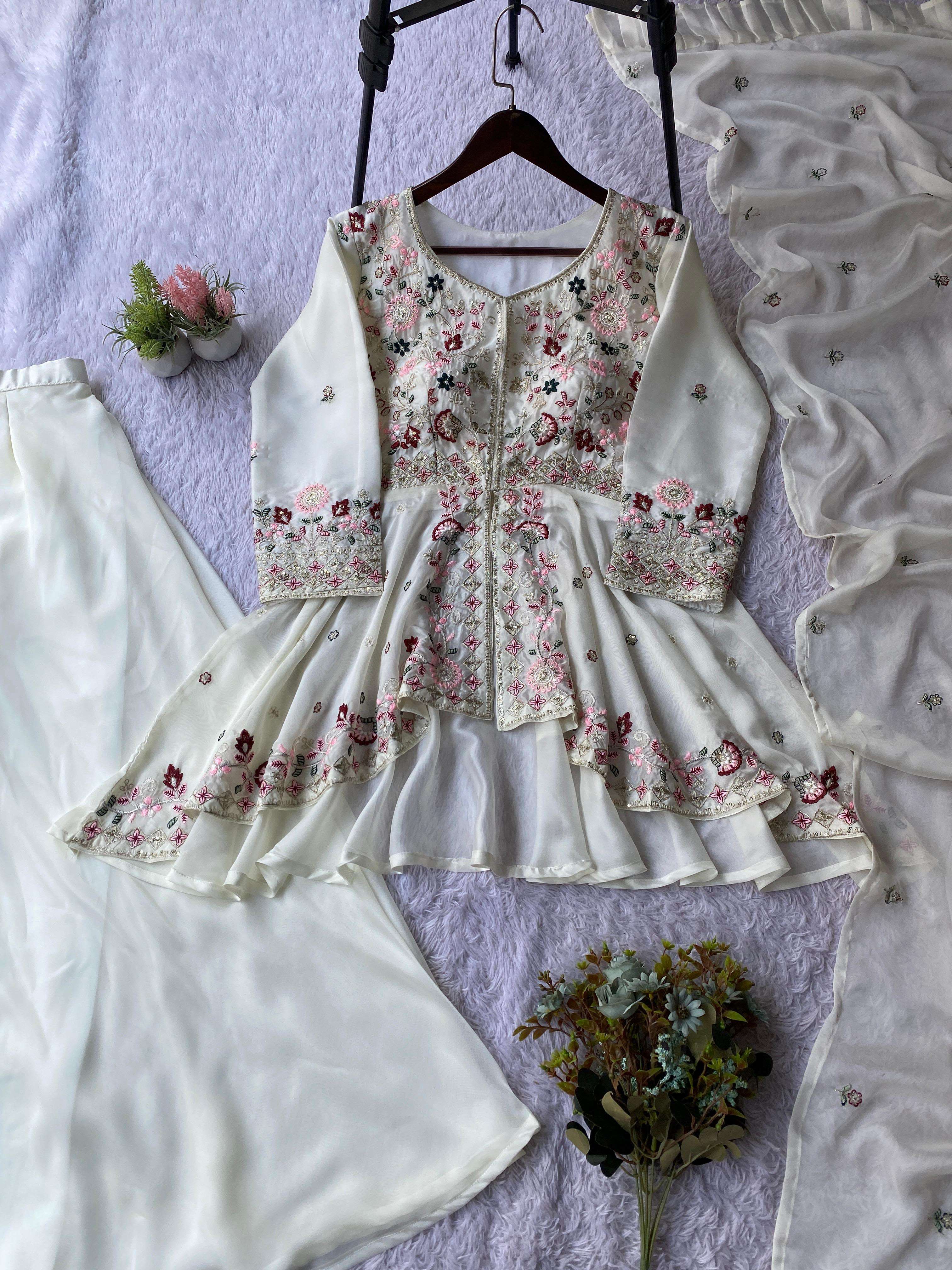 LG 2051 SILK WITH SEQUENCE EMBROIDERED DESIGNER PARTY WEAR LADIES DRESS