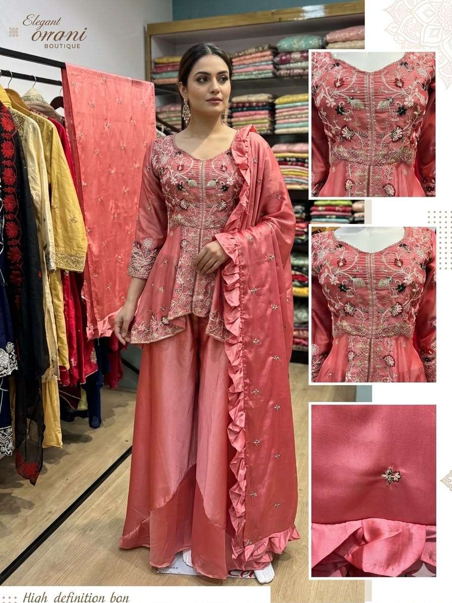 LG 2051 SILK WITH SEQUENCE EMBROIDERED DESIGNER PARTY WEAR LADIES DRESS