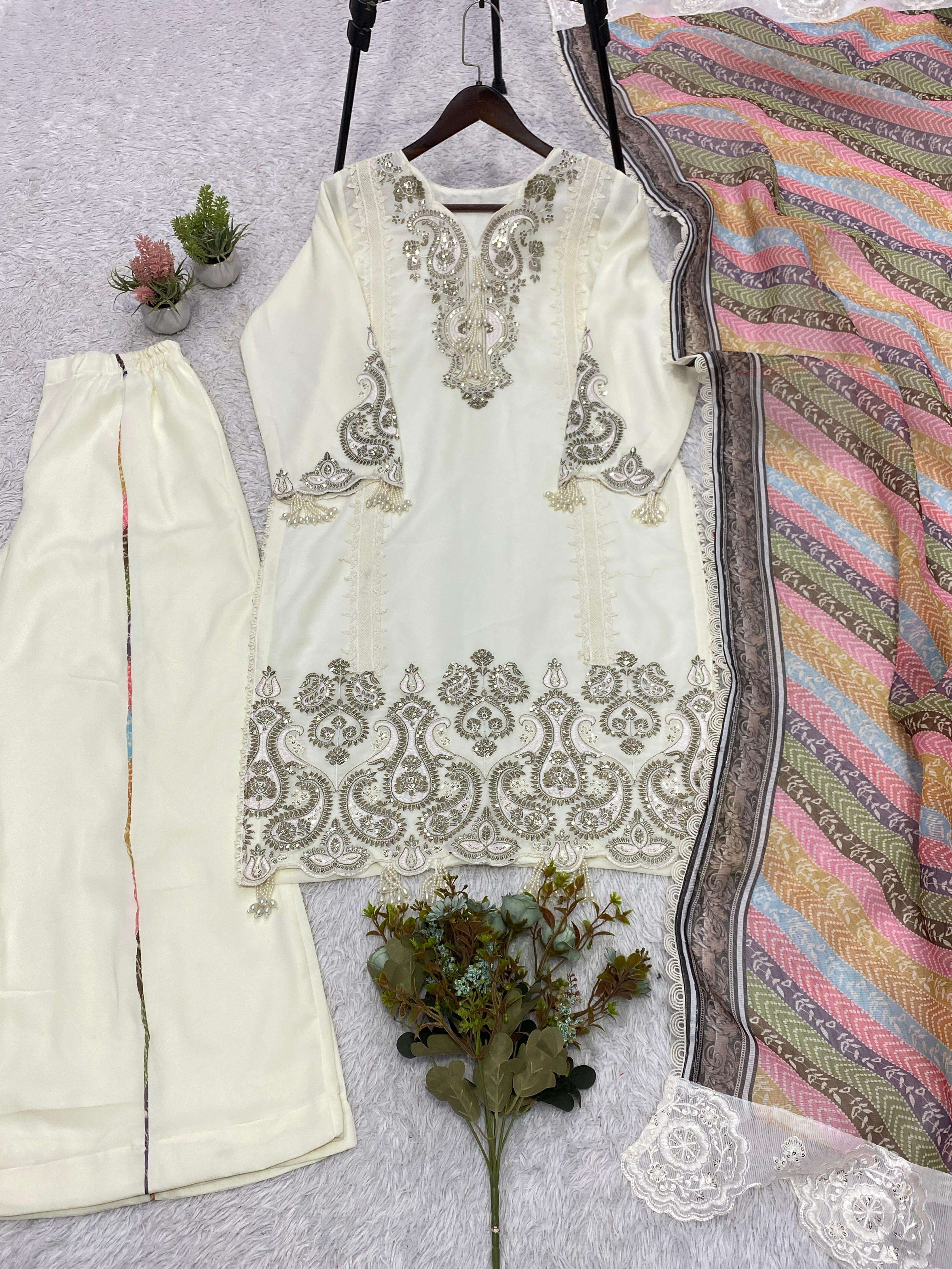 LG 2103 GEORGETTE BEAUTIFUL DESIGNER LOOK PARTY WEAR READY MADE LADIES SUIT