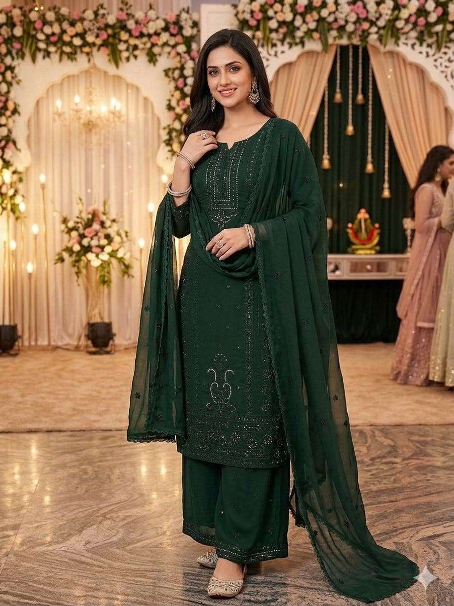 LG 2108 GEORGETTE SEQUENCE EMBROIDERY DESIGNER WORK FESTIVE WEAR MOTHER AND DAUGHTER COMBO SET COLLECTION 