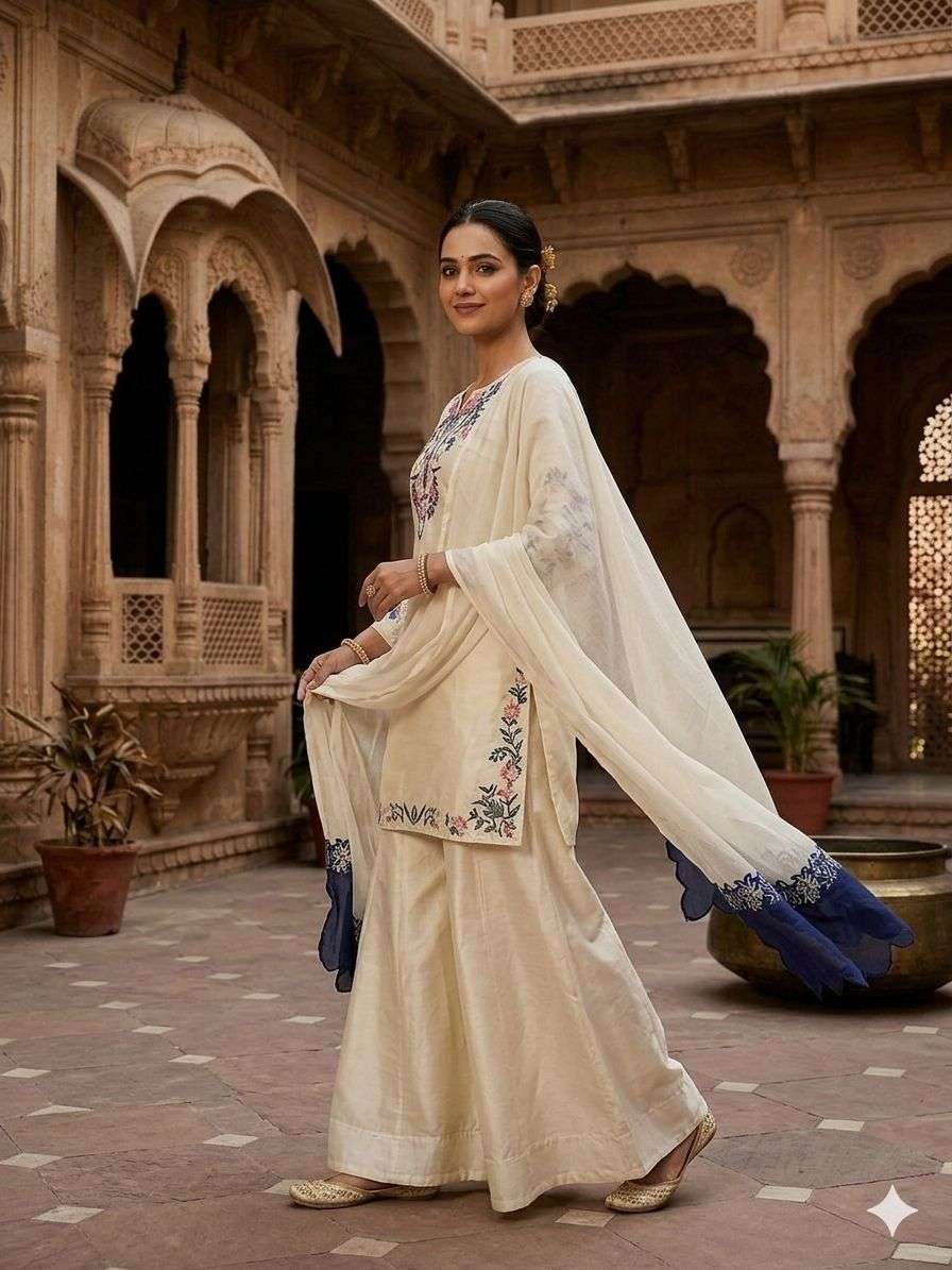 LG 2113 SILK PREETY LOOK DESIGNER LADIES PARTY WEAR TOP PLAZZO AND DUPATTA SET 