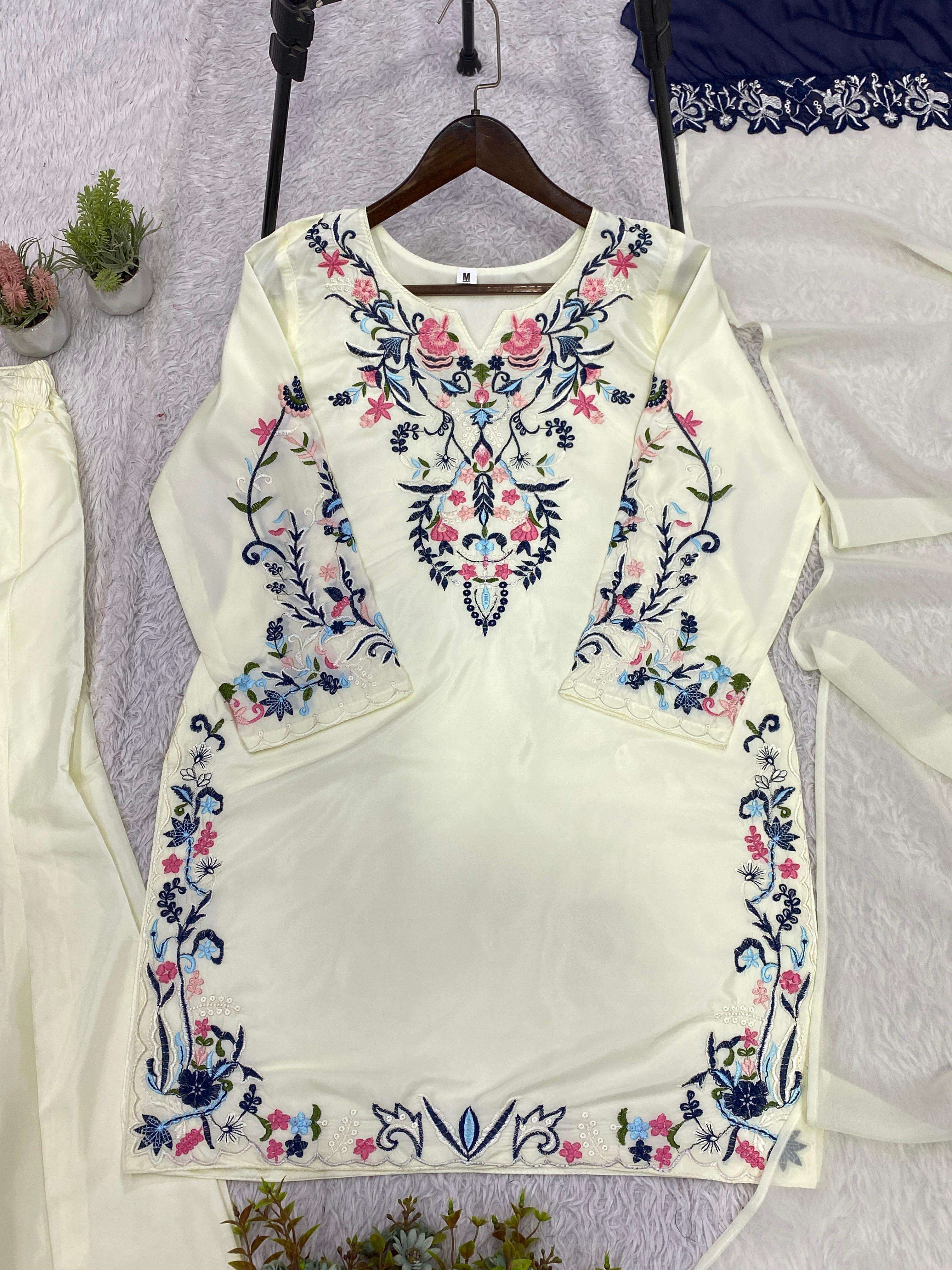 LG 2113 SILK PREETY LOOK DESIGNER LADIES PARTY WEAR TOP PLAZZO AND DUPATTA SET 