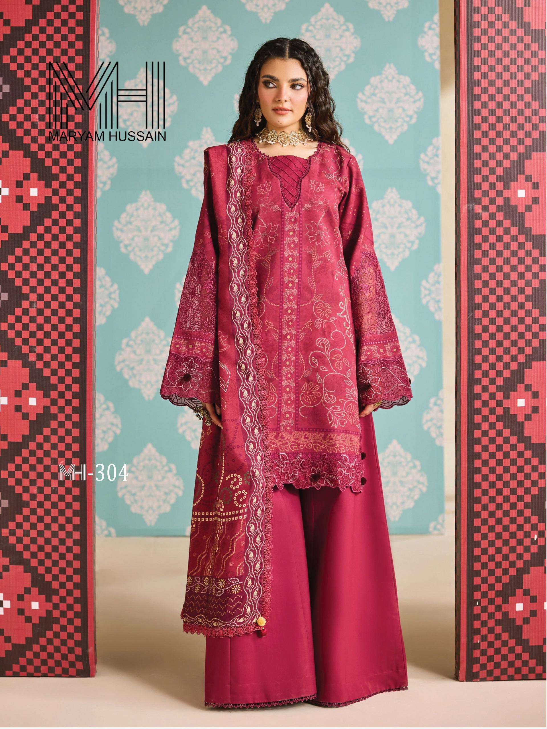 MARYAM HUSSAIN NOOR E KAINAT VOL 4 COTTON DIGITAL KARACHI STYLE PRINT SUIT