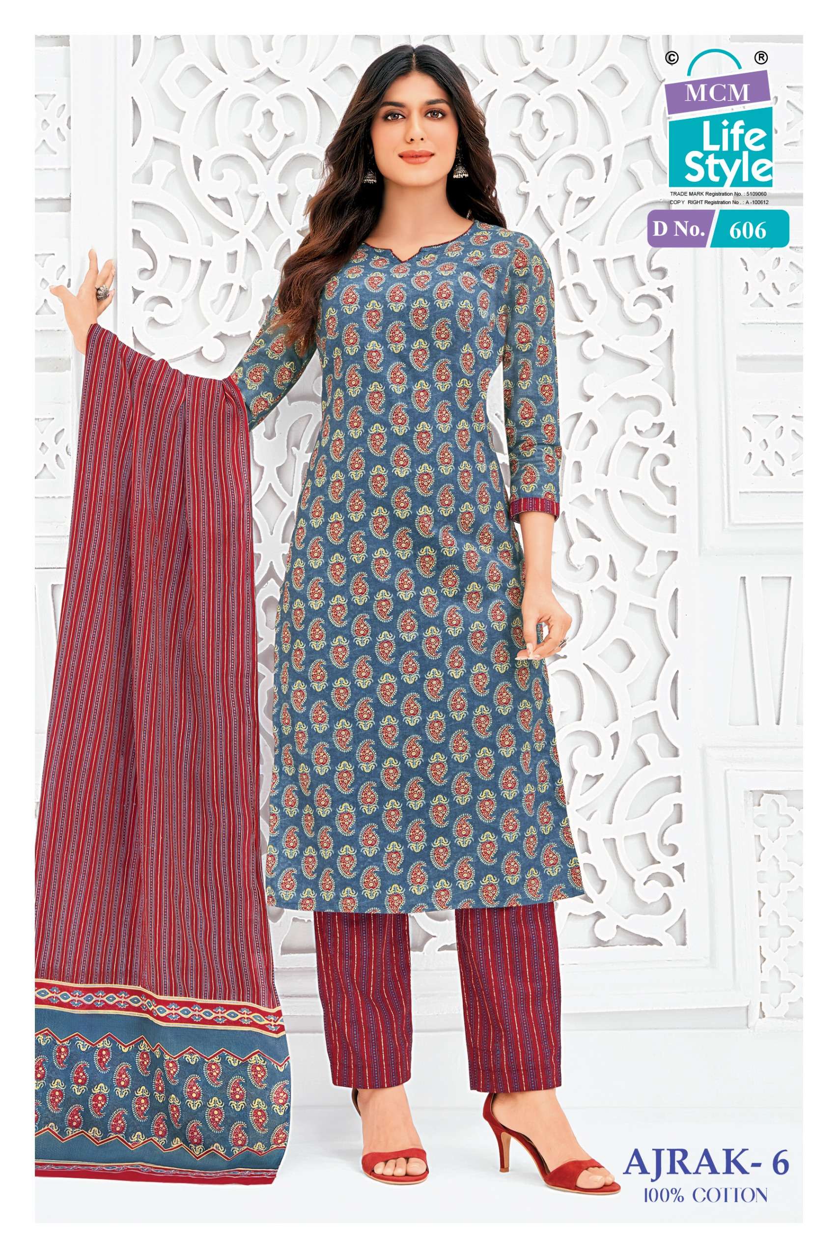 MCM LIFESTYLE AJRAK VOL 6 COTTON PRINT READY MADE LADIES SUIT