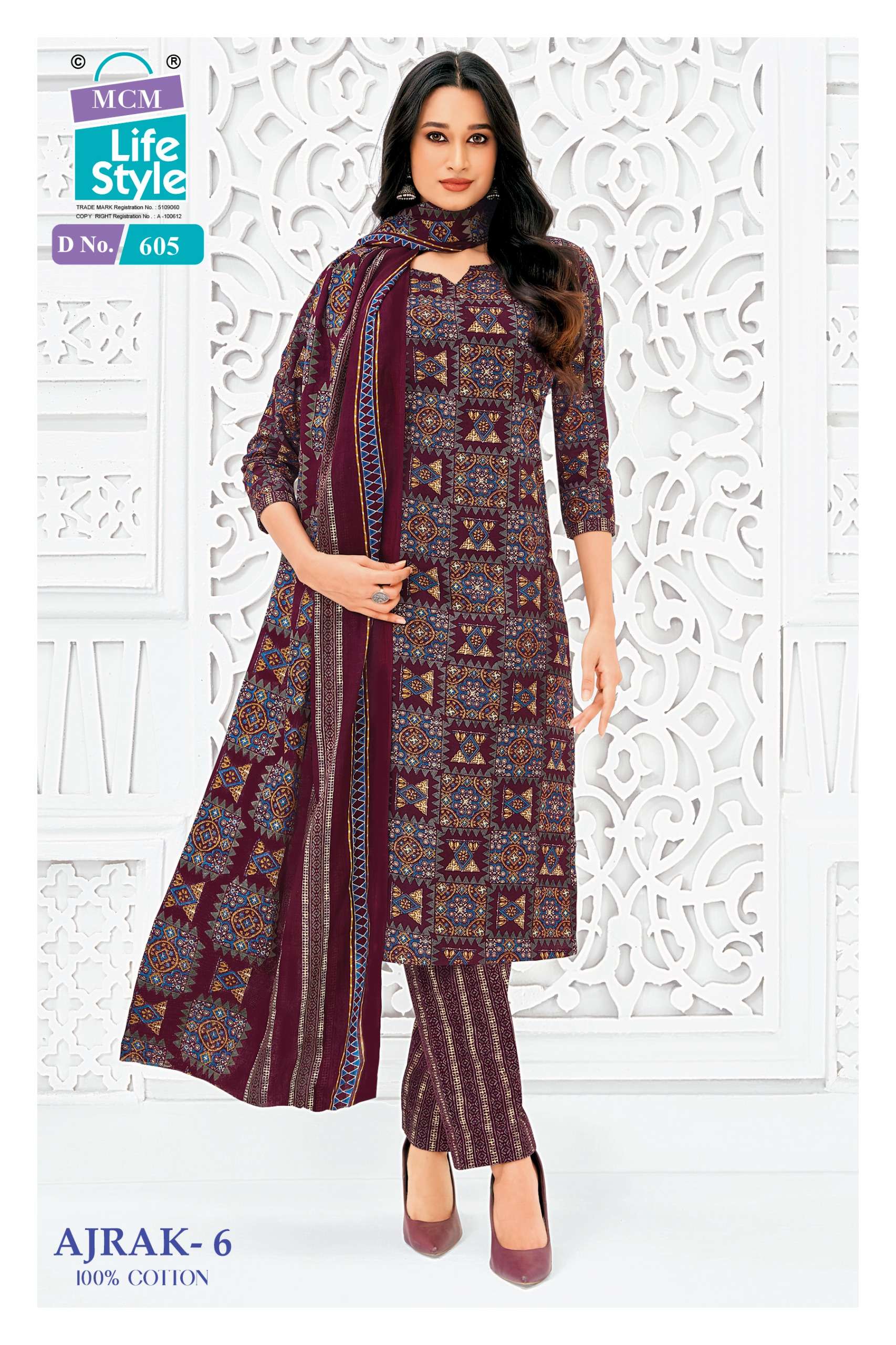 MCM LIFESTYLE AJRAK VOL 6 COTTON PRINT READY MADE LADIES SUIT