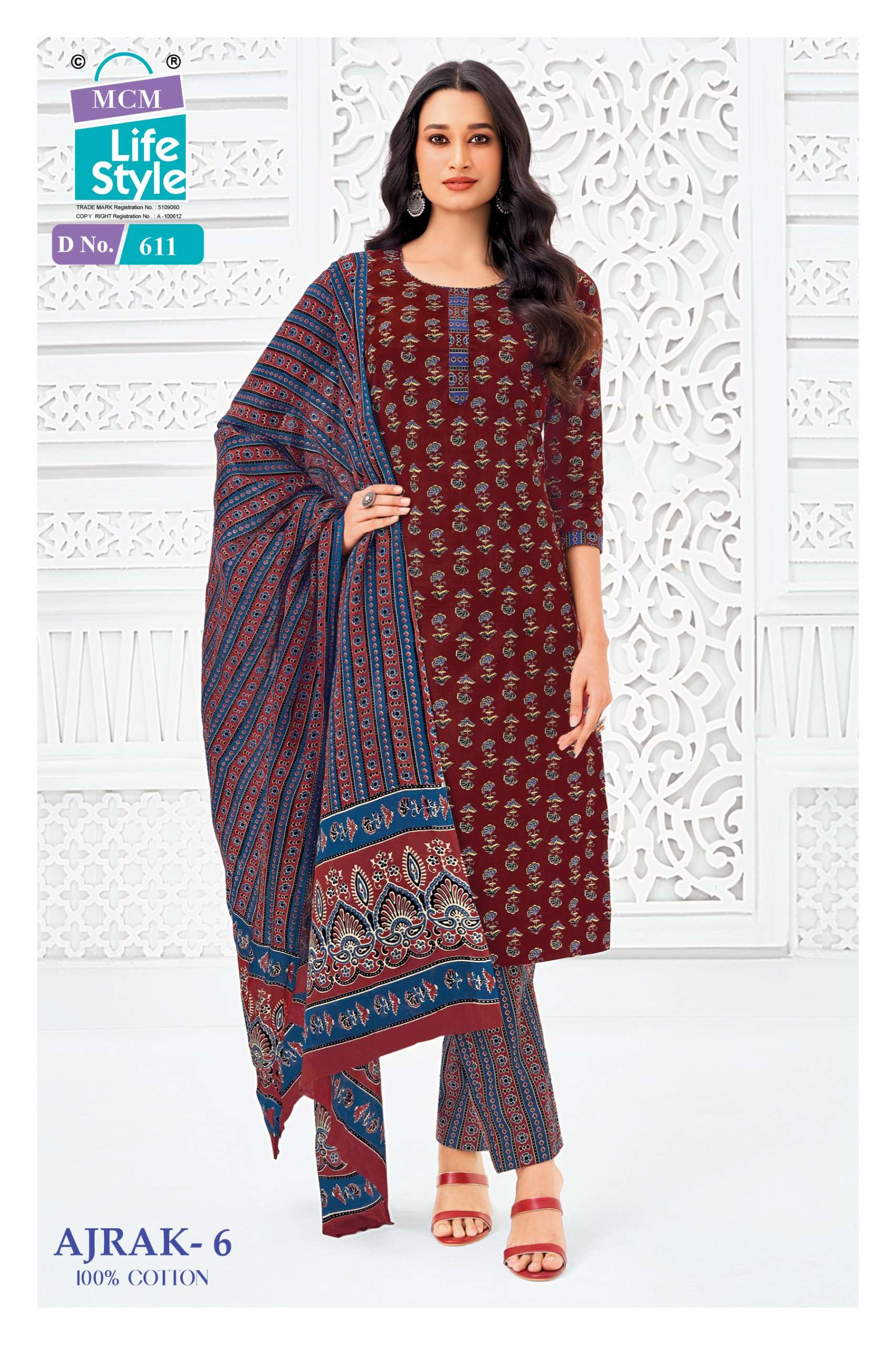 MCM LIFESTYLE AJRAK VOL 6 COTTON PRINT READY MADE LADIES SUIT