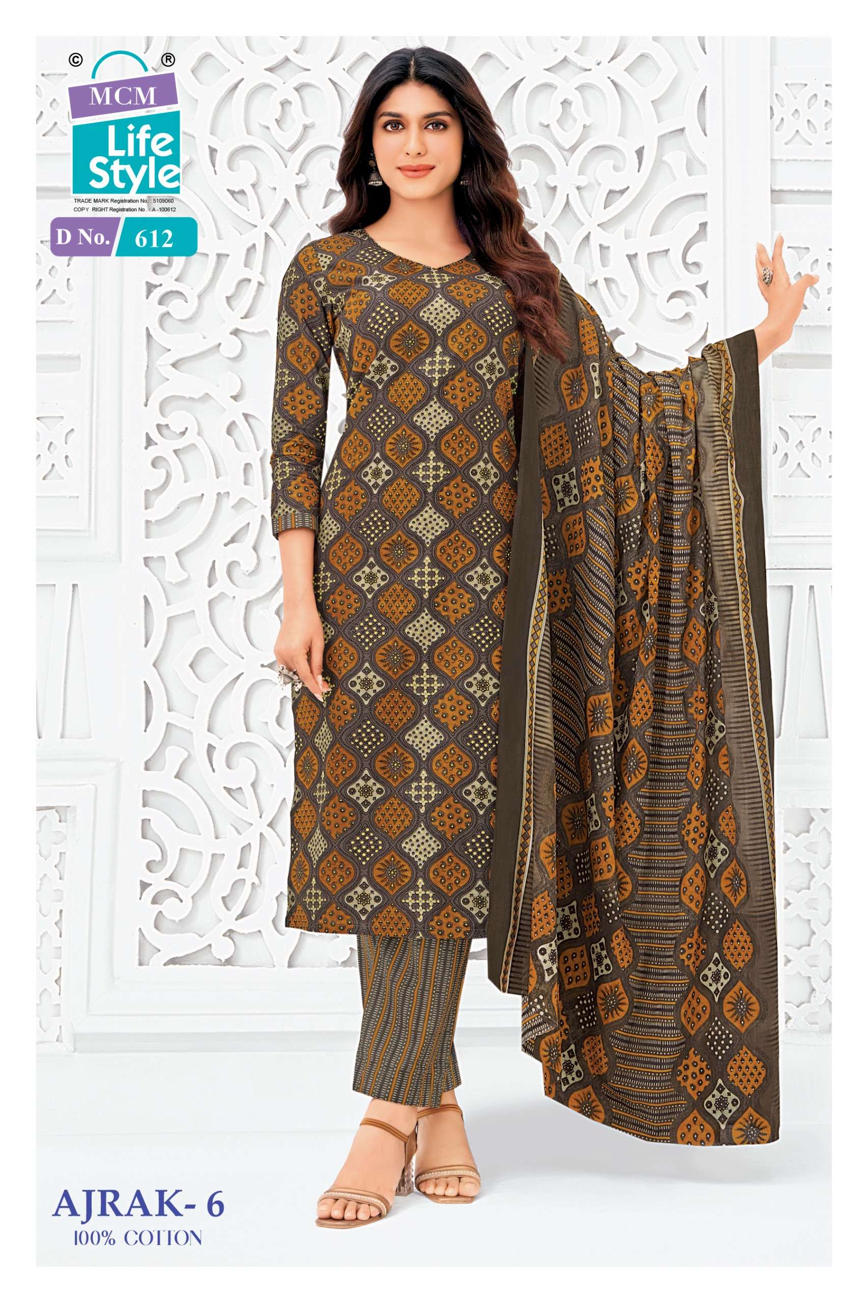 MCM LIFESTYLE AJRAK VOL 6 COTTON PRINT READY MADE LADIES SUIT