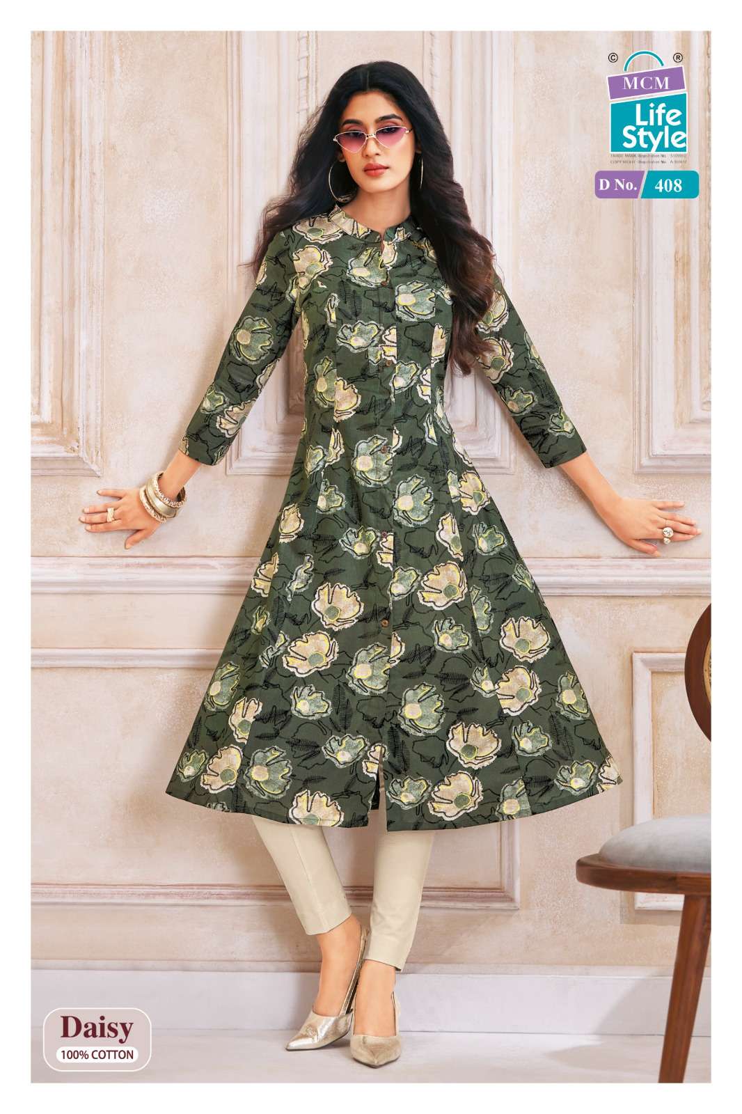 MCM LIFESTYLE DAISY VOL 4 FANCY A LINE CUT PATTERN LADIES KURTI 