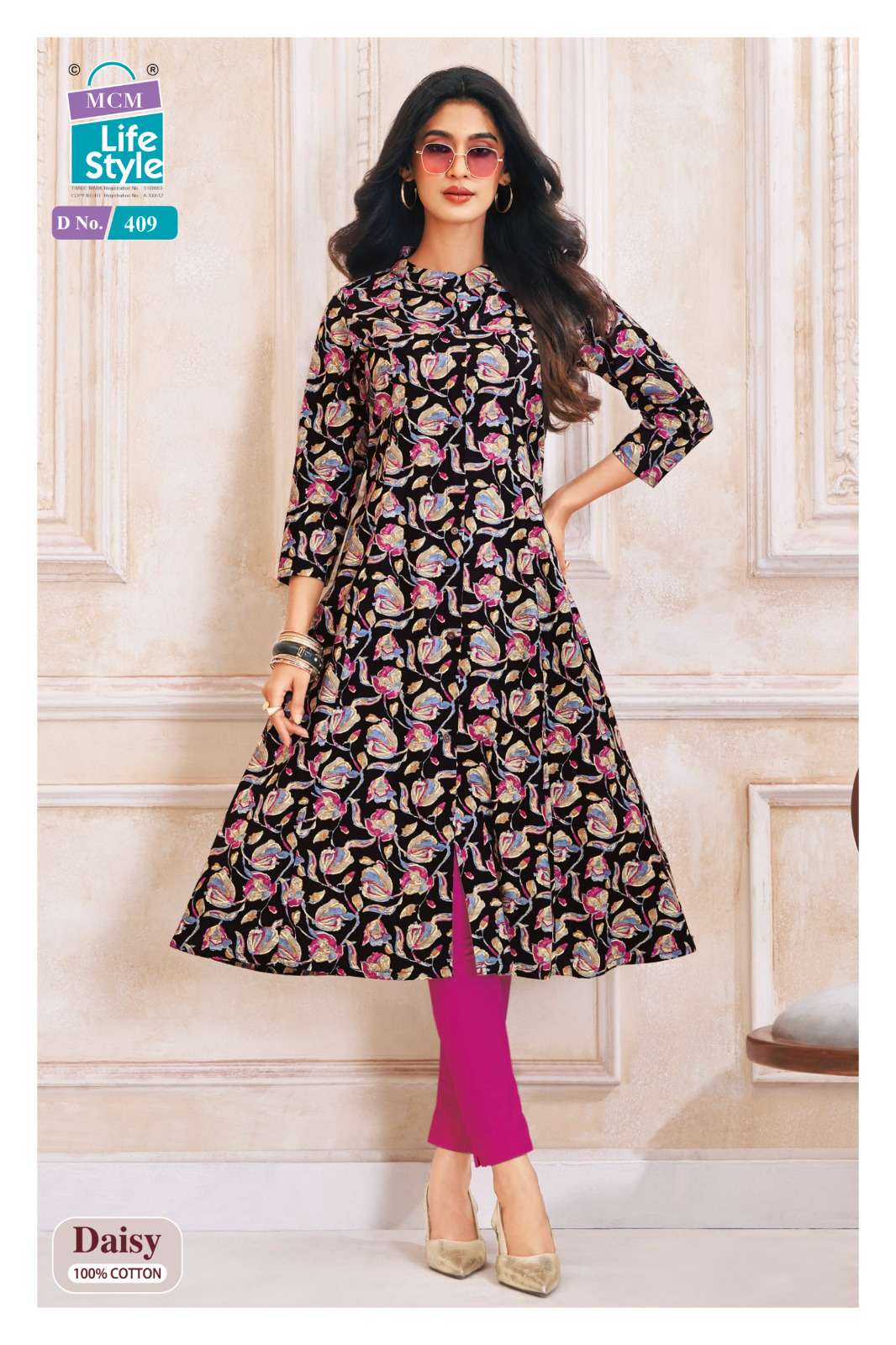 MCM LIFESTYLE DAISY VOL 4 FANCY A LINE CUT PATTERN LADIES KURTI 
