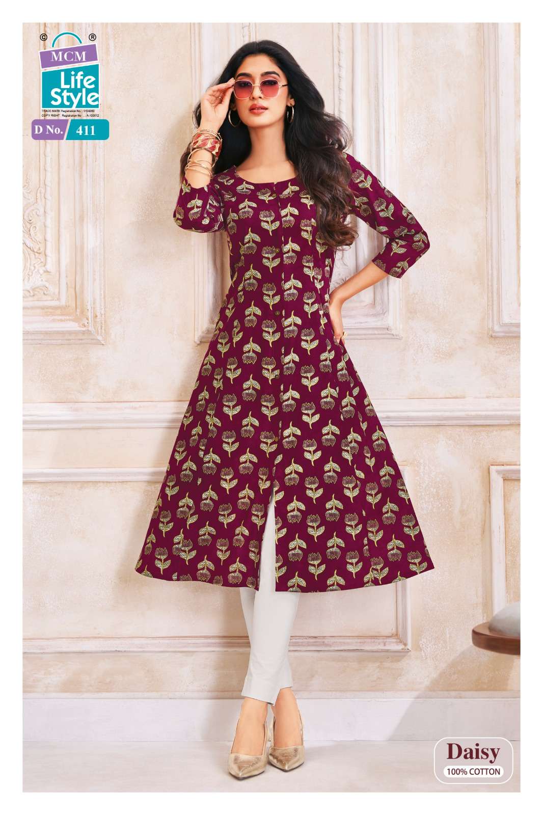 MCM LIFESTYLE DAISY VOL 4 FANCY A LINE CUT PATTERN LADIES KURTI 