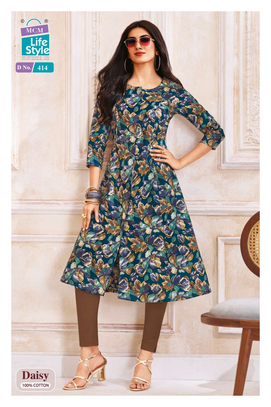 MCM LIFESTYLE DAISY VOL 4 FANCY A LINE CUT PATTERN LADIES KURTI 
