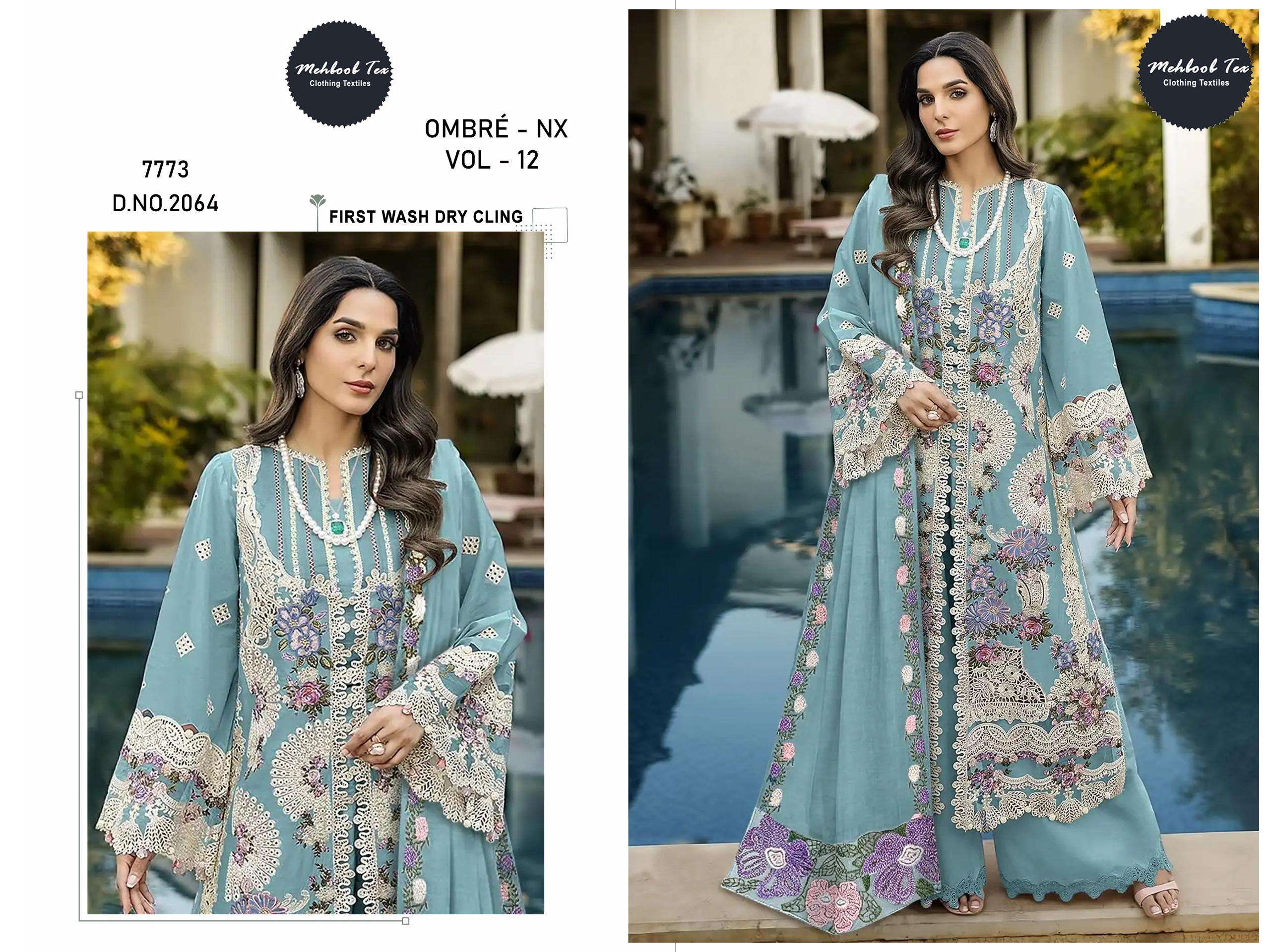 MEHBOOB  TEX OMBRE NX VOL 12 COTTON WITH HEAVY EMBROIDERY DESIGNER WORK SUIT
