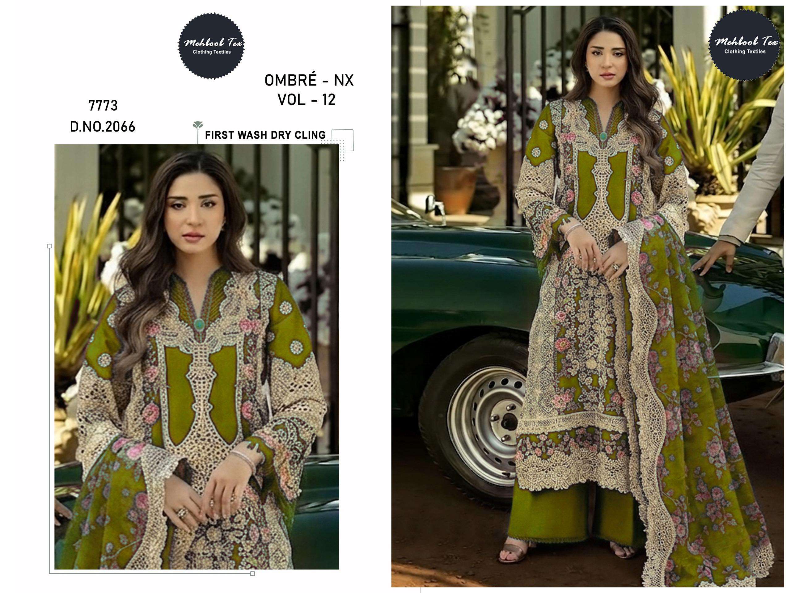 MEHBOOB  TEX OMBRE NX VOL 12 COTTON WITH HEAVY EMBROIDERY DESIGNER WORK SUIT