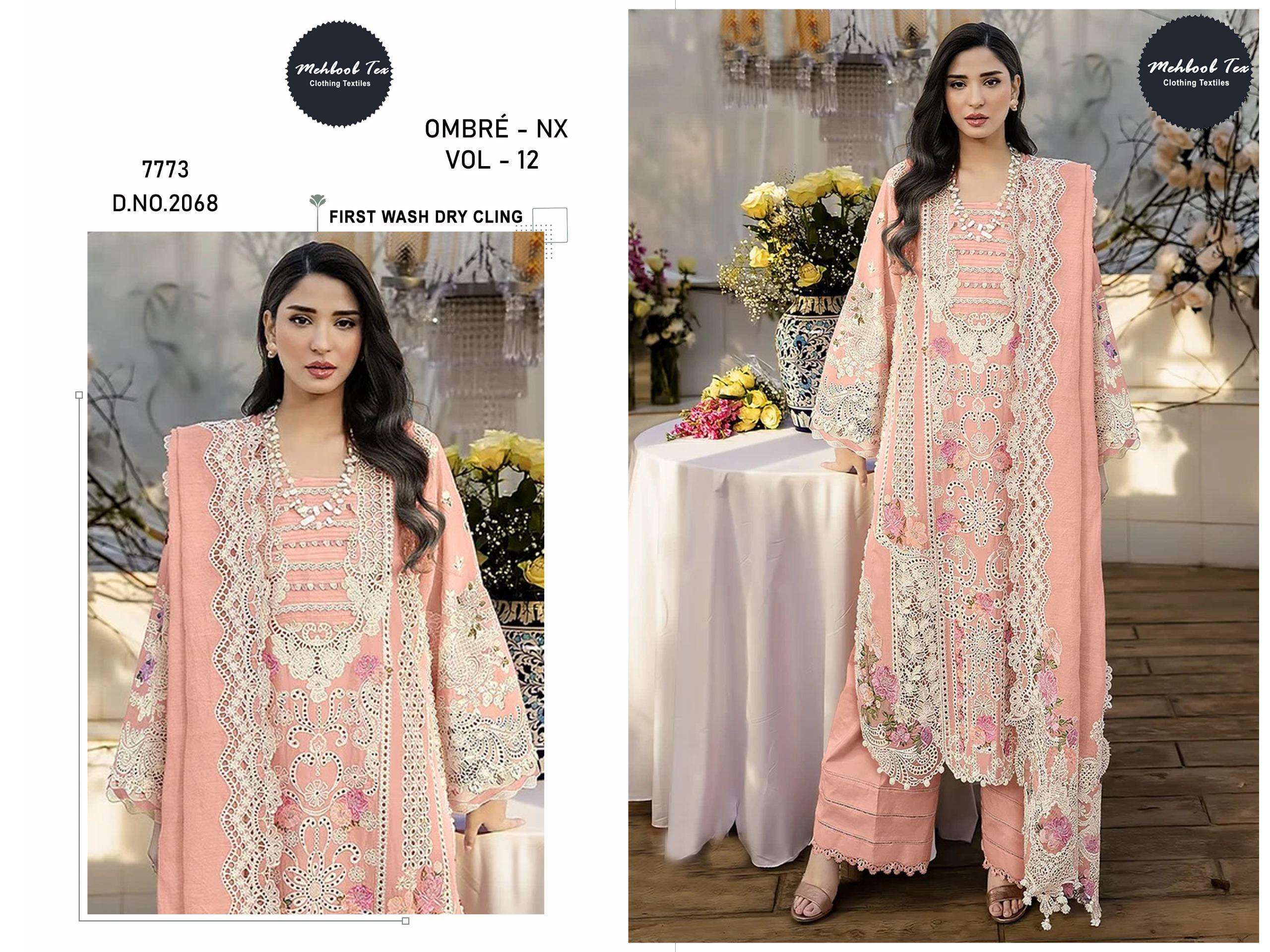 MEHBOOB  TEX OMBRE NX VOL 12 COTTON WITH HEAVY EMBROIDERY DESIGNER WORK SUIT