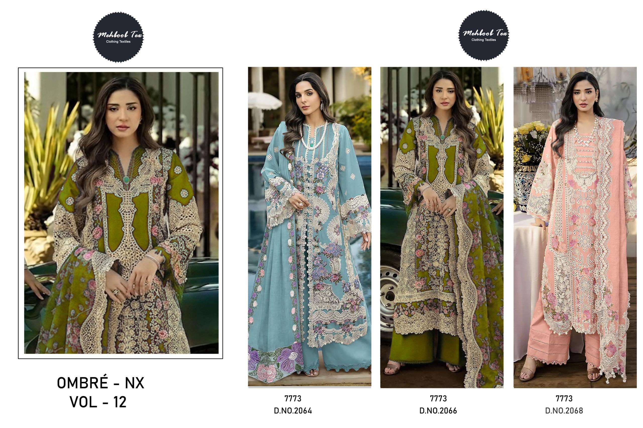 MEHBOOB  TEX OMBRE NX VOL 12 COTTON WITH HEAVY EMBROIDERY DESIGNER WORK SUIT