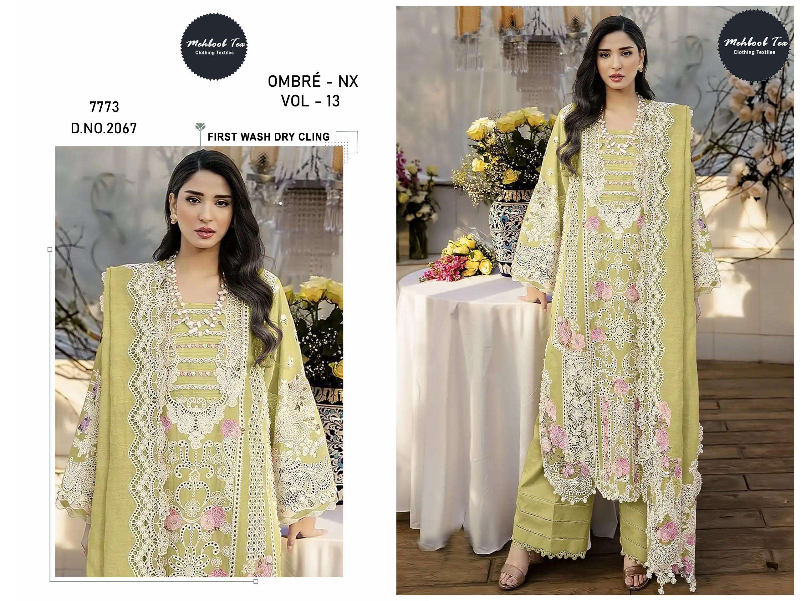 MEHBOOB TEX OMBRE NX VOL 13 COTTON EMBROIDERY DESIGNER WORK PAKISTANI SUIT