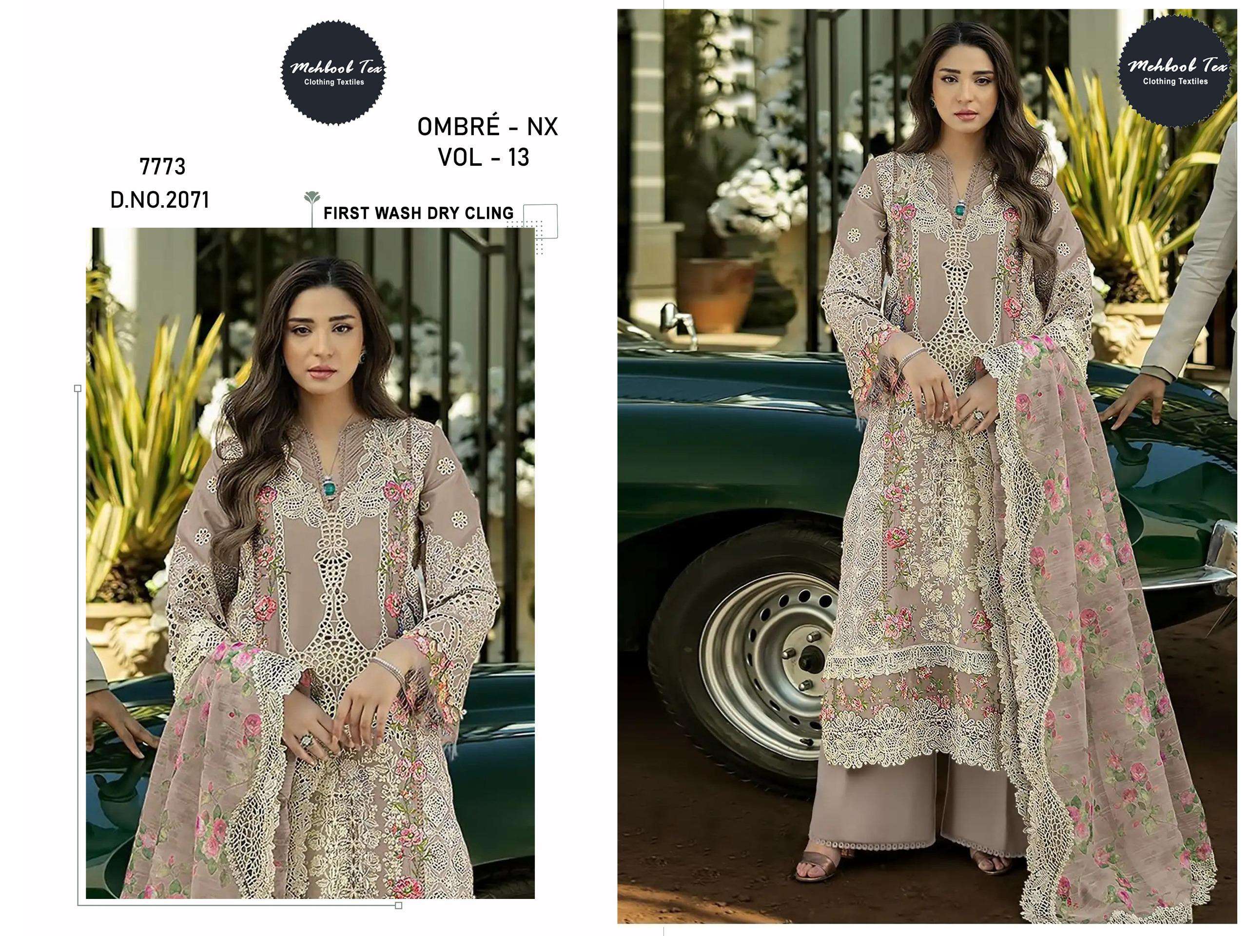 MEHBOOB TEX OMBRE NX VOL 13 COTTON EMBROIDERY DESIGNER WORK PAKISTANI SUIT