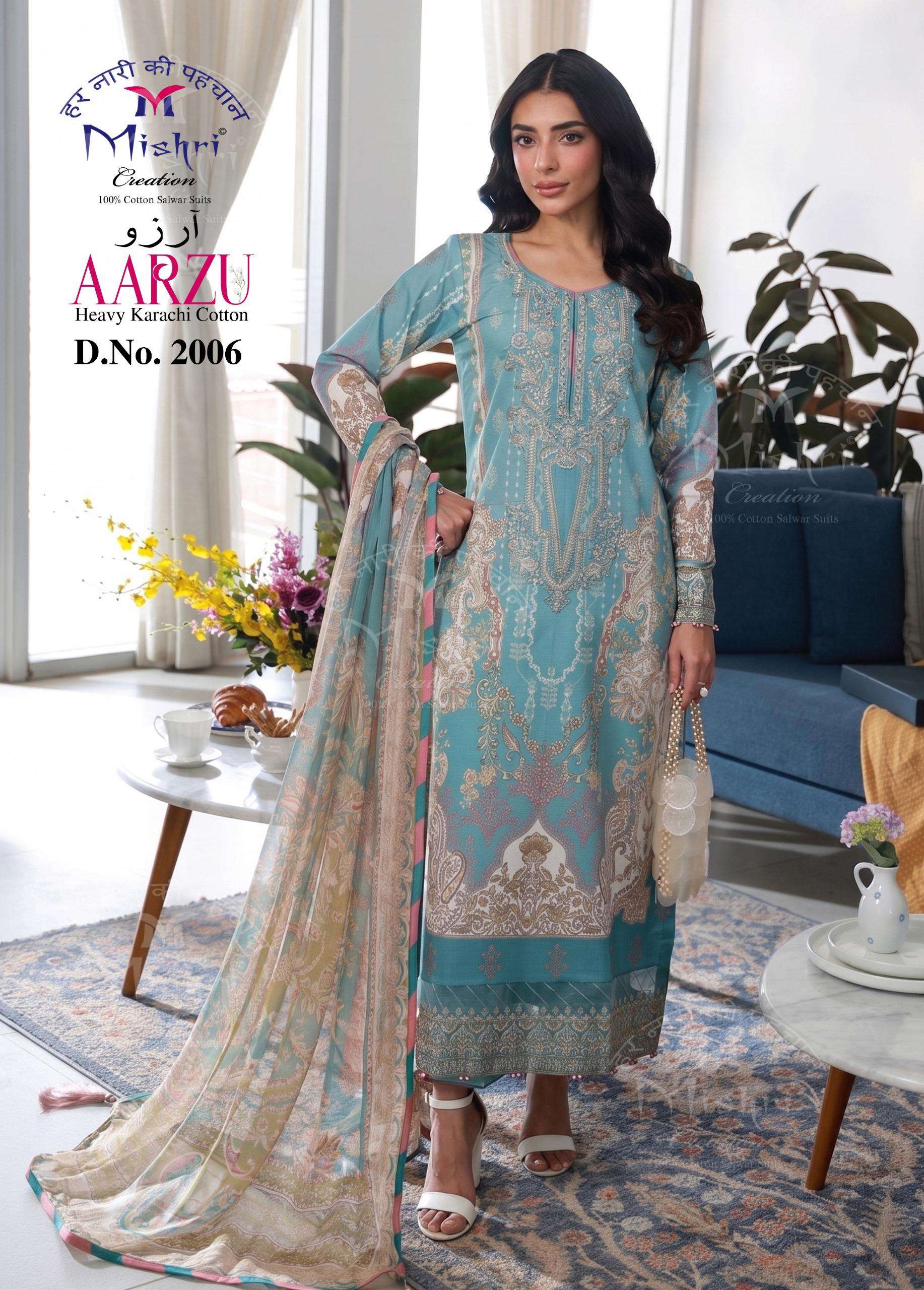 MISHRI CREATION AARZU VOL 2 COTTON DIGITAL KARACHI PRINTS SALWAR SUIT