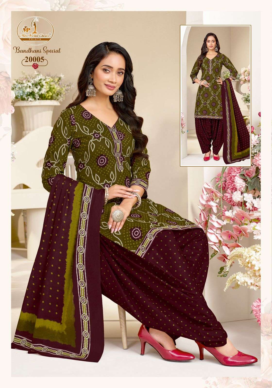 MISS WORLD CHOICE BANDHNI SPECIAL VOL 20 COTTON PRINTED READY MADE PATIYALA SUIT
