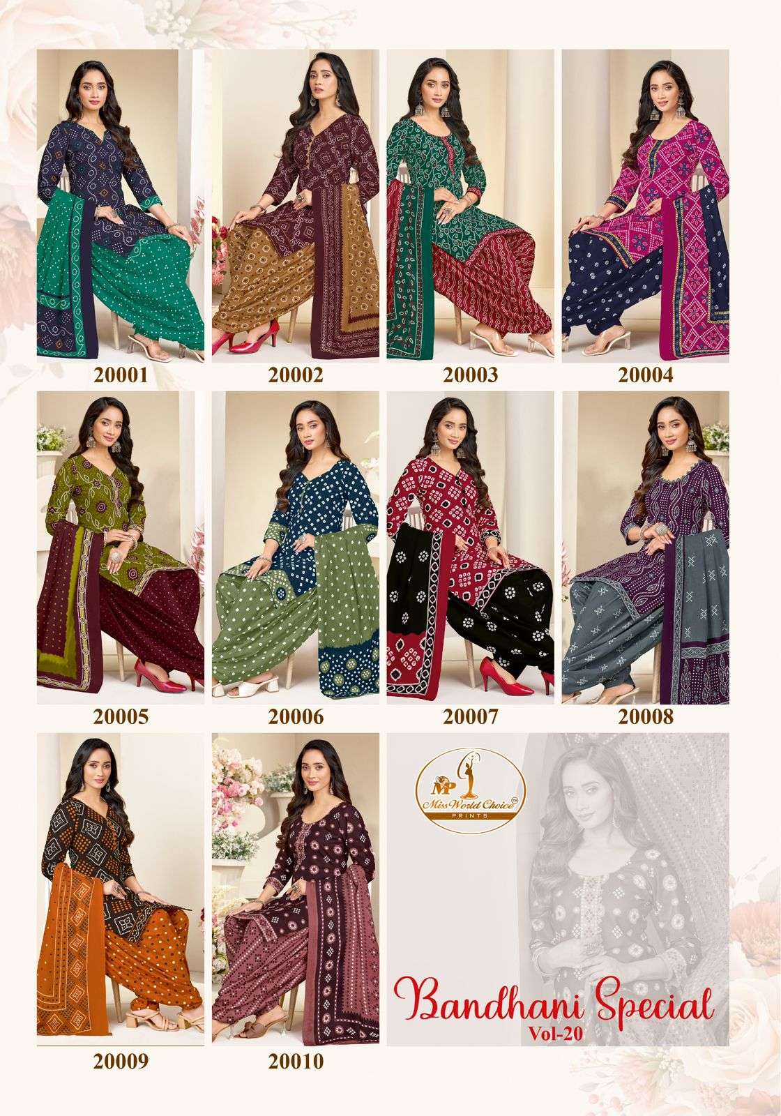 MISS WORLD CHOICE BANDHNI SPECIAL VOL 20 COTTON PRINTED READY MADE PATIYALA SUIT