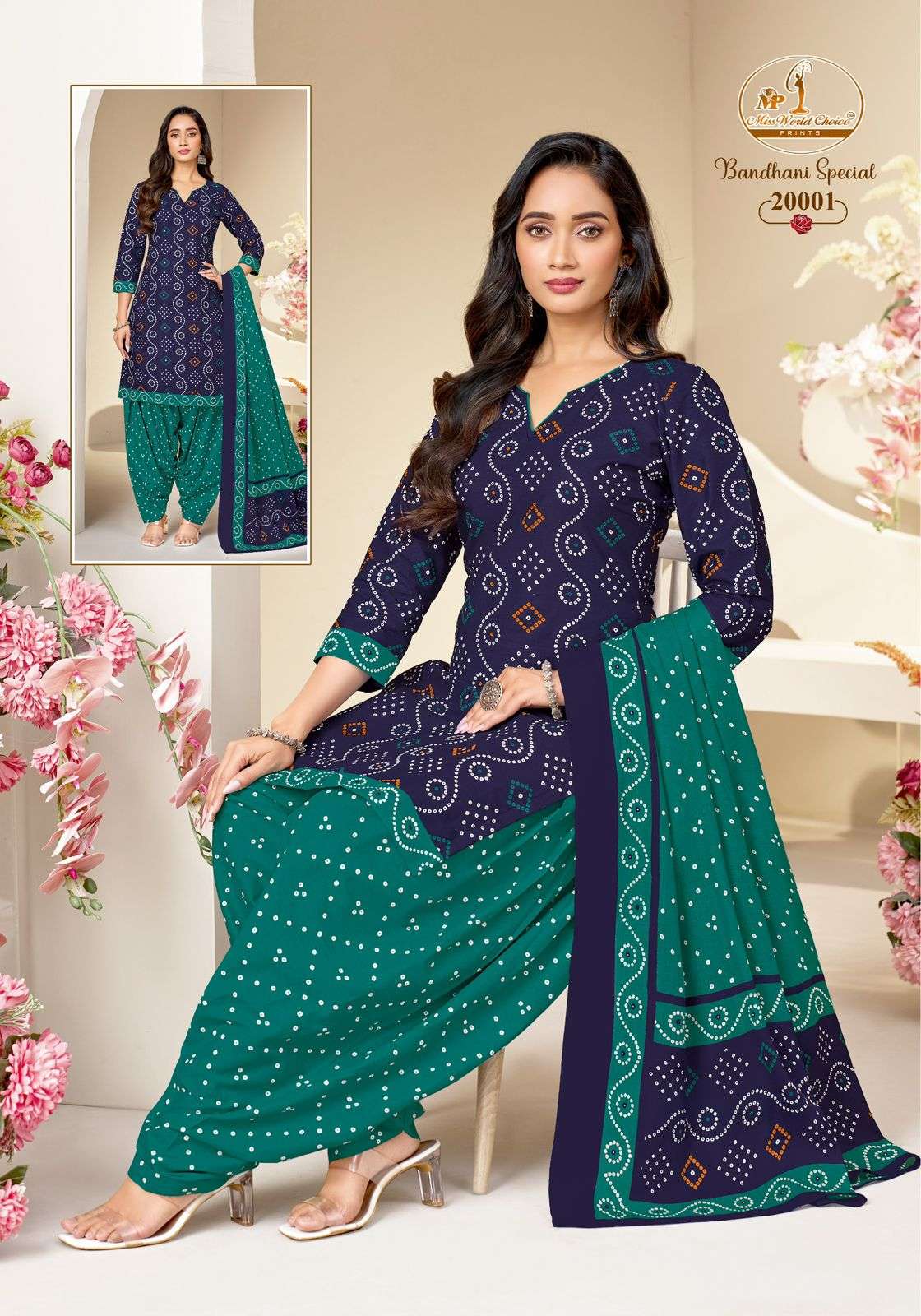 MISS WORLD CHOICE BANDHNI SPECIAL VOL 20 COTTON PRINTED READY MADE PATIYALA SUIT