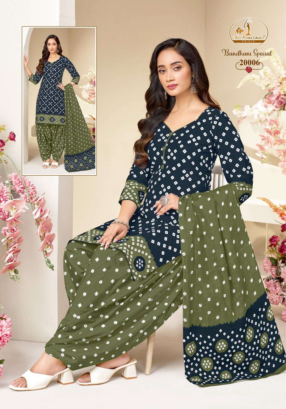 MISS WORLD CHOICE BANDHNI SPECIAL VOL 20 COTTON PRINTED READY MADE PATIYALA SUIT