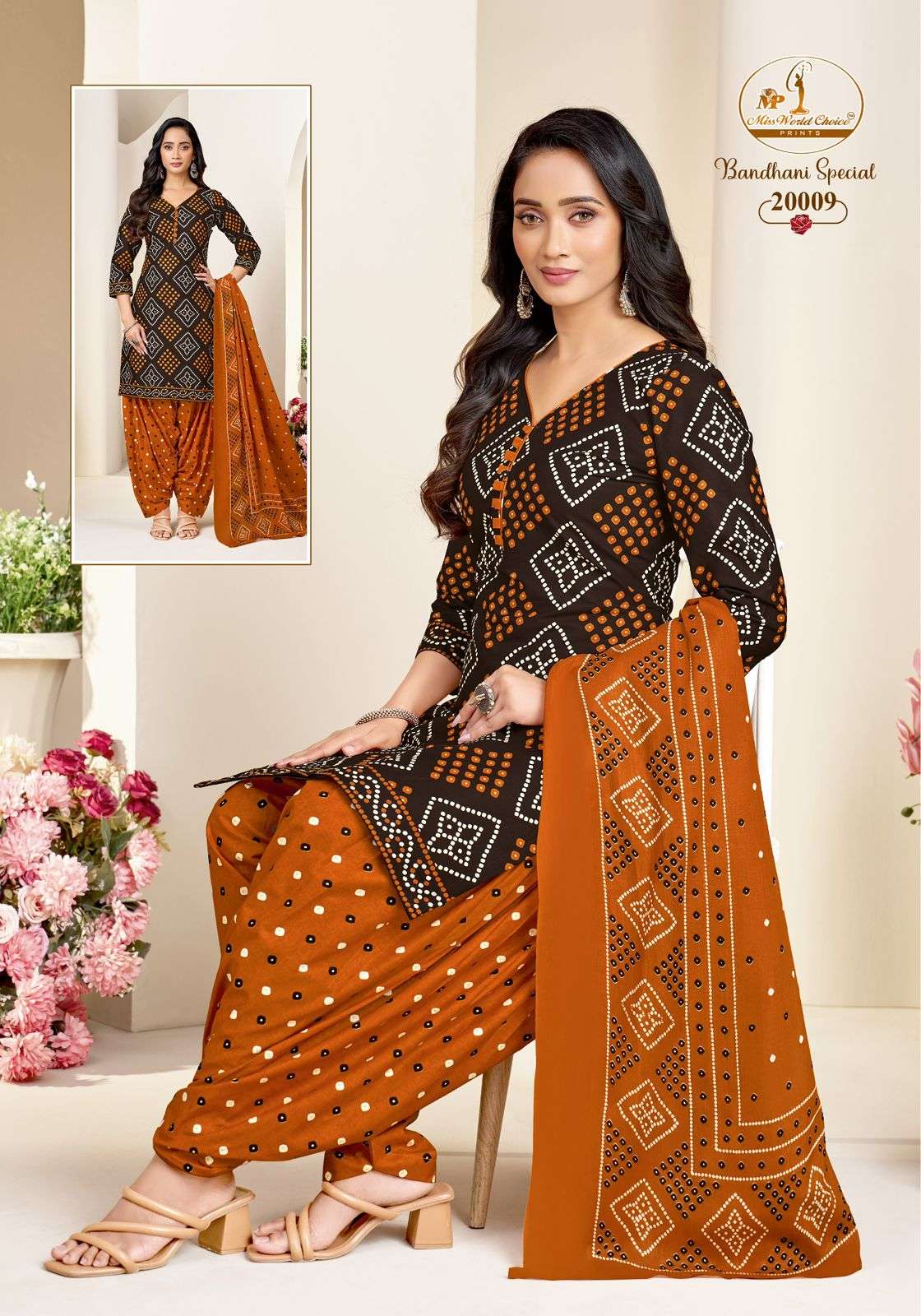 MISS WORLD CHOICE BANDHNI SPECIAL VOL 20 COTTON PRINTED READY MADE PATIYALA SUIT