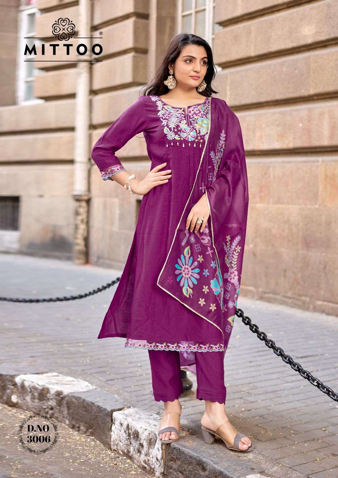 MITTOO AARZOO VISCOSE SILK PREETY LOOK DESIGNER LADIES 3PCS SET COLLECTION 