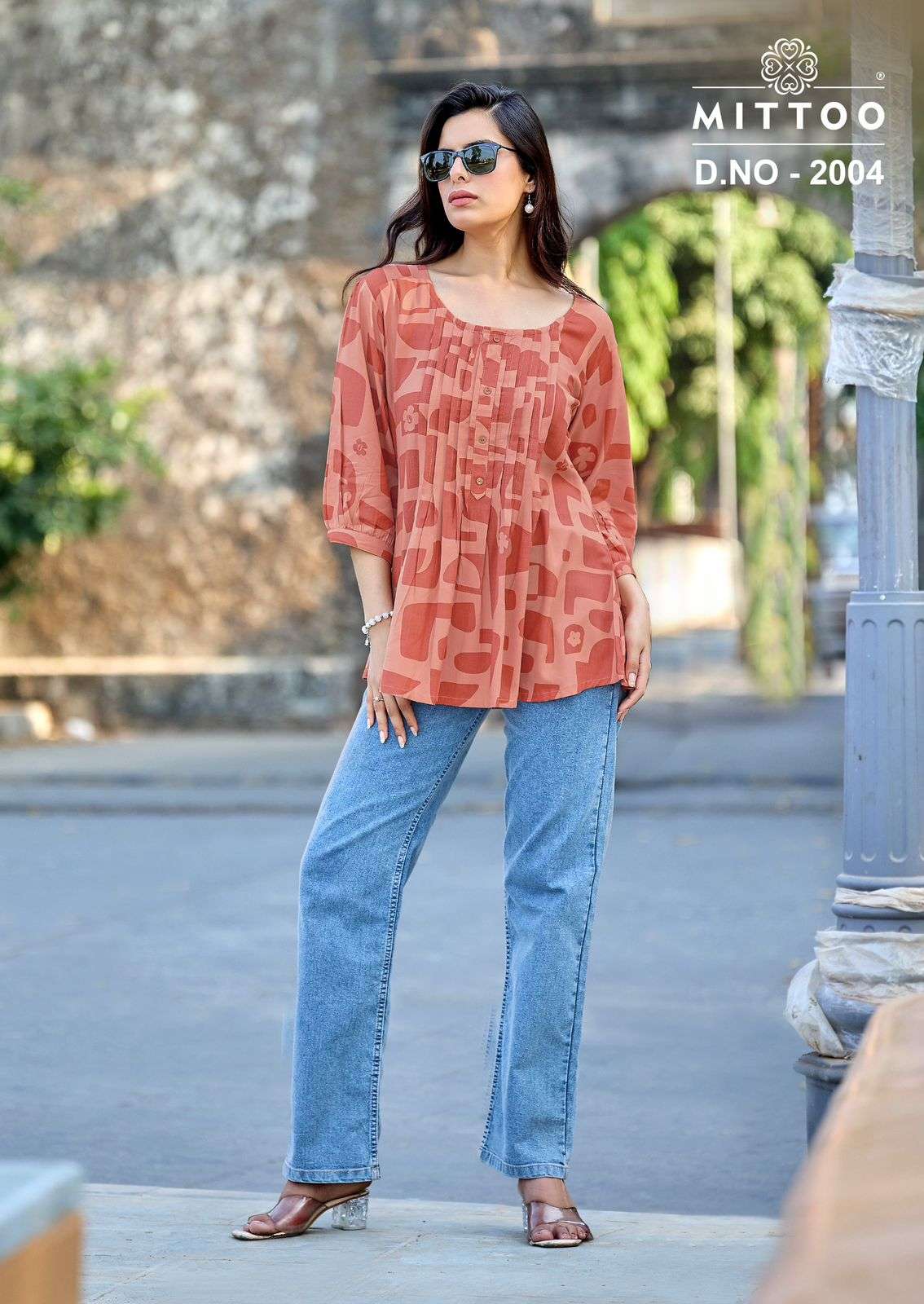 MITTOO CRISPY RAYON PRINT FANCY WEAR LADIES TOP