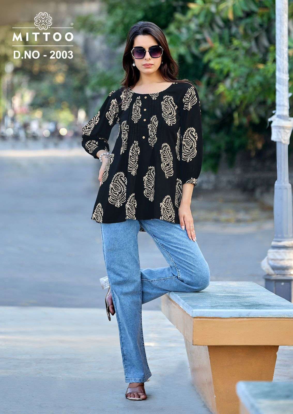 MITTOO CRISPY RAYON PRINT FANCY WEAR LADIES TOP