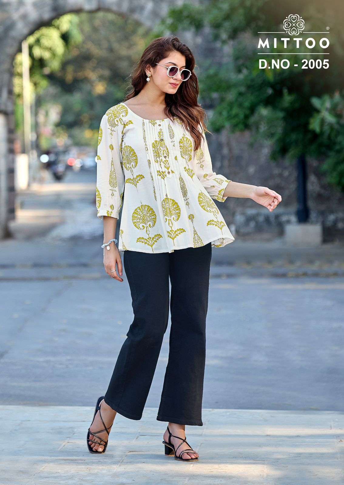 MITTOO CRISPY RAYON PRINT FANCY WEAR LADIES TOP