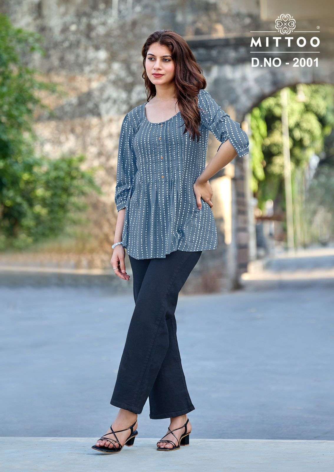 MITTOO CRISPY RAYON PRINT FANCY WEAR LADIES TOP