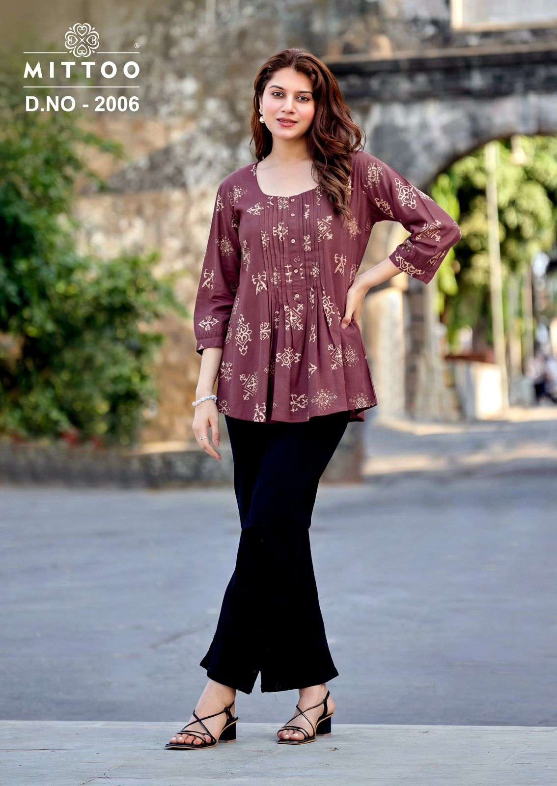 MITTOO CRISPY RAYON PRINT FANCY WEAR LADIES TOP