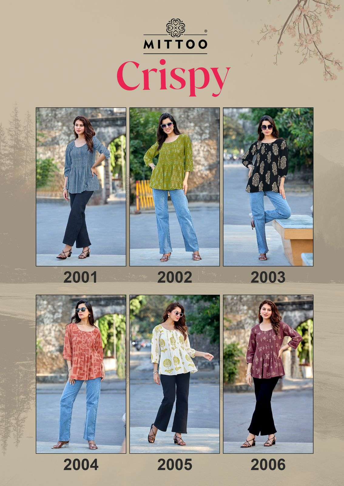 MITTOO CRISPY RAYON PRINT FANCY WEAR LADIES TOP