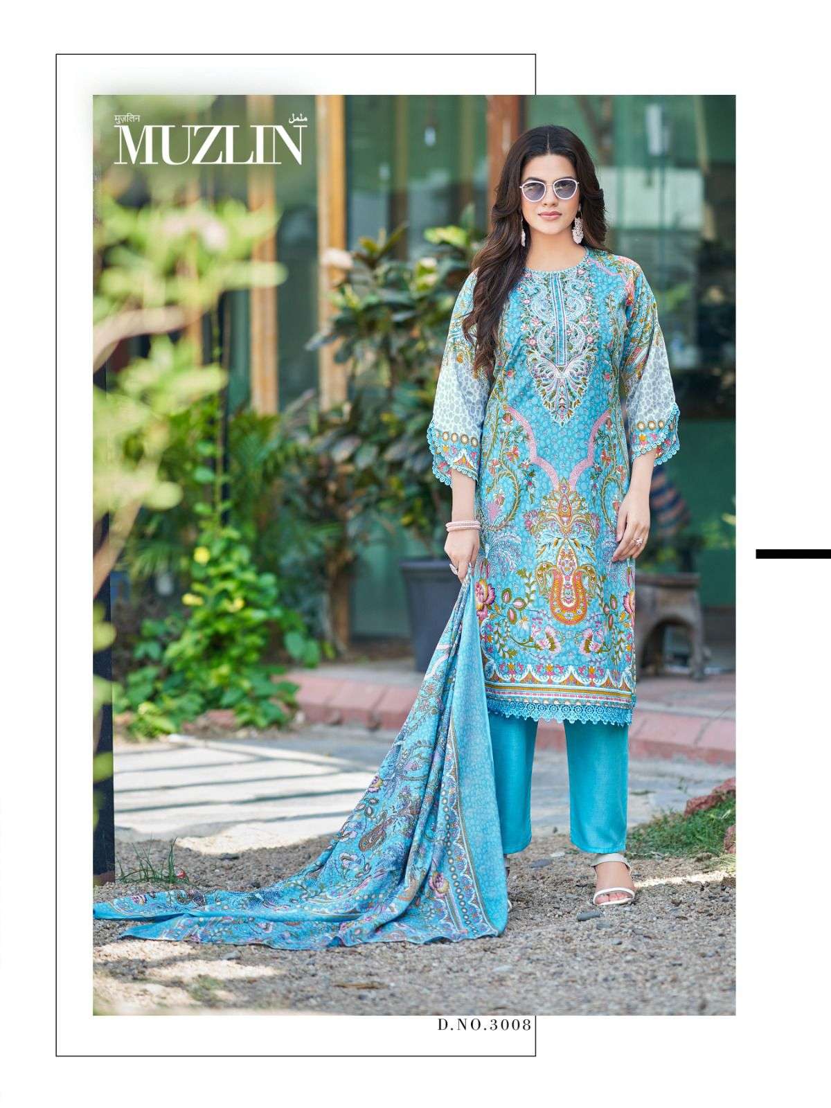 MIZAJ MUZLIN VOL 3 COTTON DIGITAL PRINT WITH WORK SUIT
