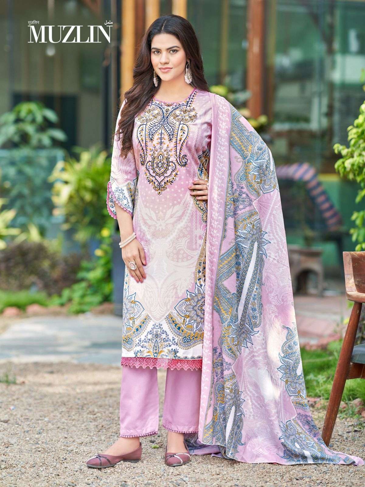 MIZAJ MUZLIN VOL 3 COTTON DIGITAL PRINT WITH WORK SUIT