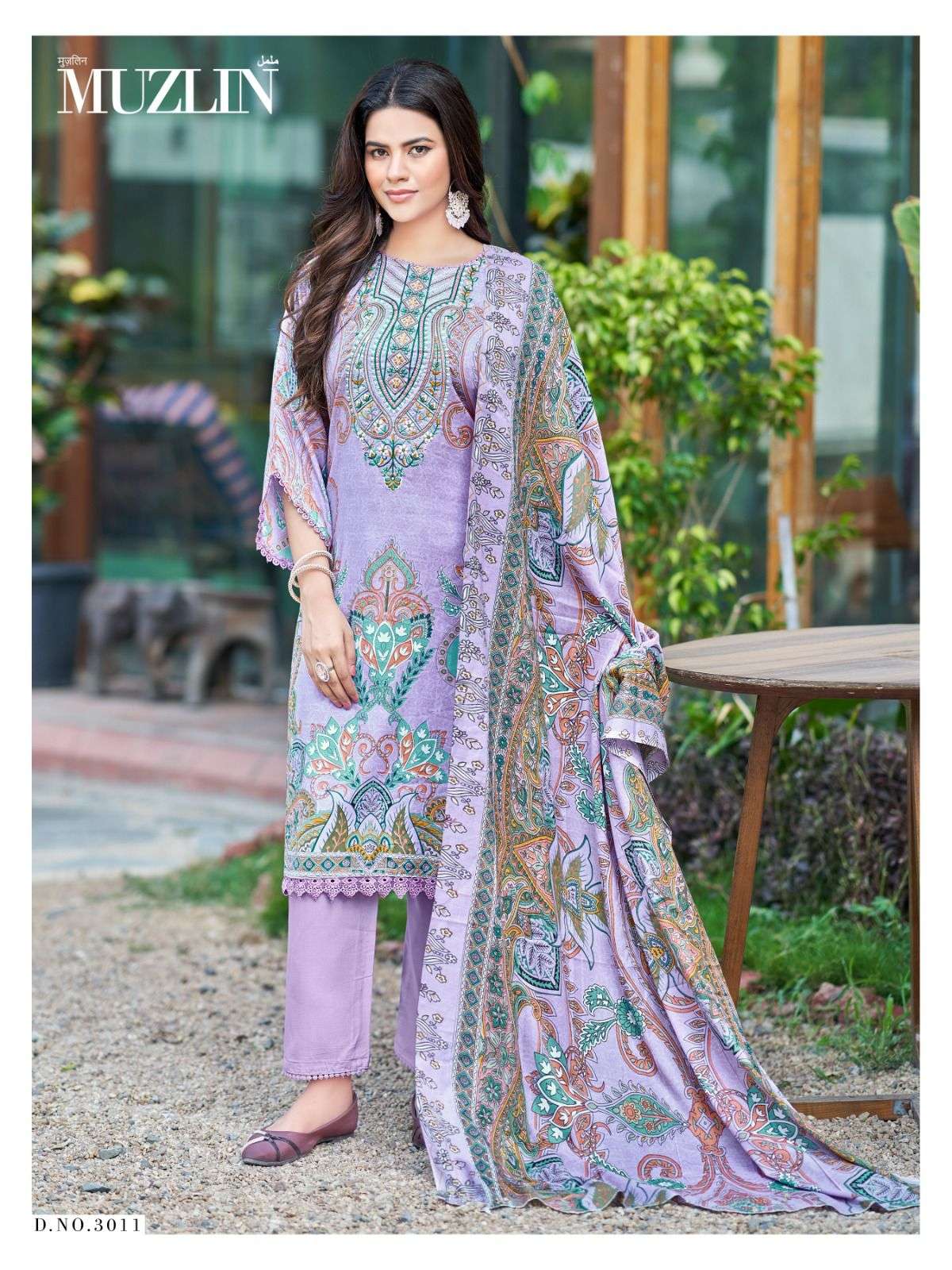 MIZAJ MUZLIN VOL 3 COTTON DIGITAL PRINT WITH WORK SUIT