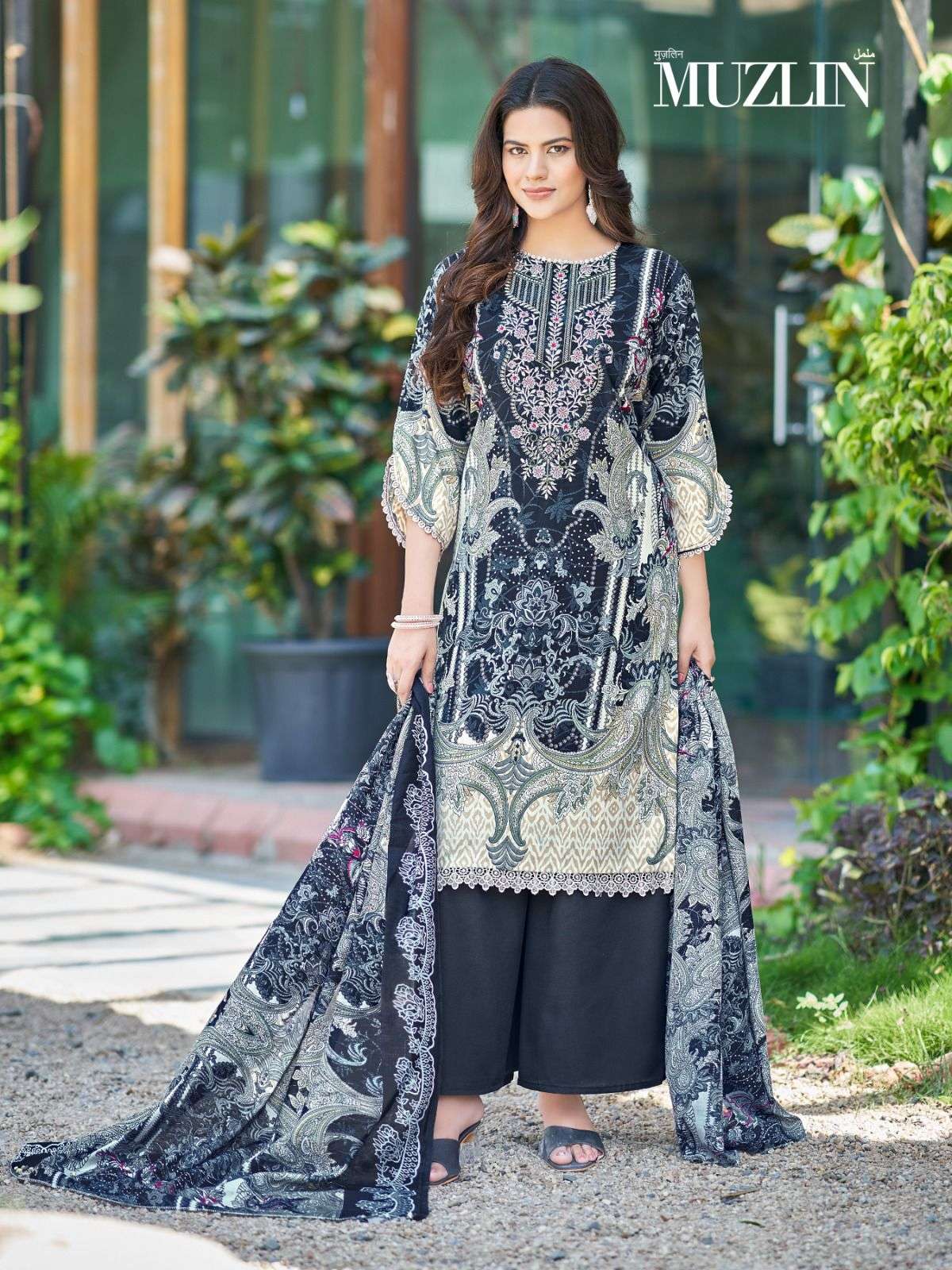 MIZAJ MUZLIN VOL 3 COTTON DIGITAL PRINT WITH WORK SUIT