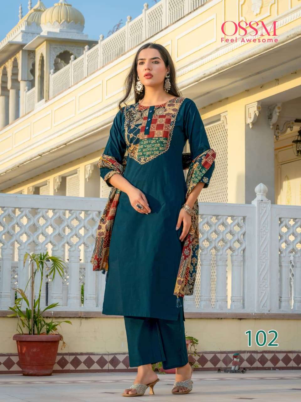 OSSM MAHEK VOL 2 COTTON FANCY EMBROIDERIES WORK READY MADE LADIES SUIT