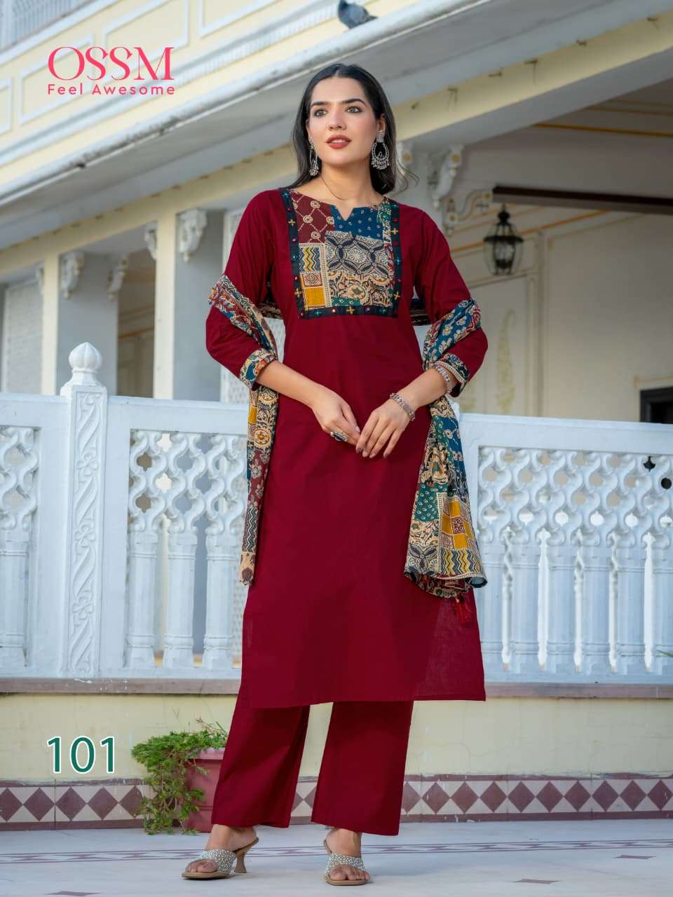 OSSM MAHEK VOL 2 COTTON FANCY EMBROIDERIES WORK READY MADE LADIES SUIT