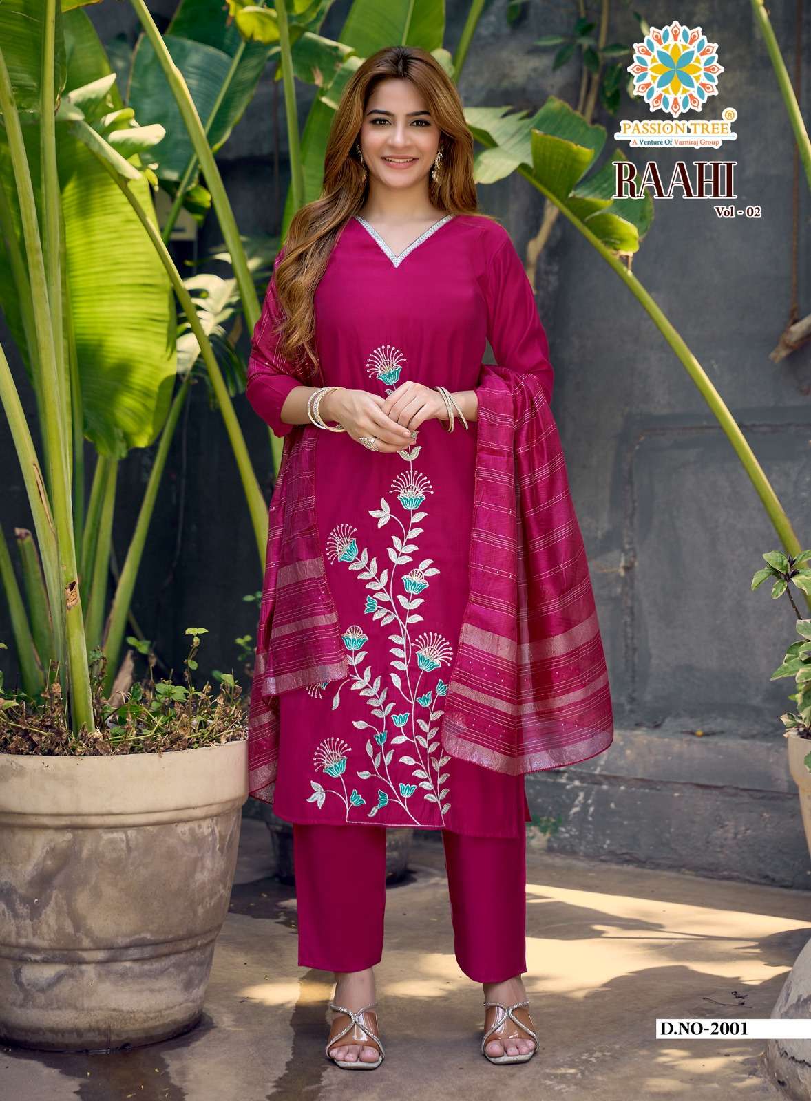 PASSION TREE RAAHI VOL 2 SILK DESIGNER STRAIGHT KURTI WITH PANT & DUPATTA SET