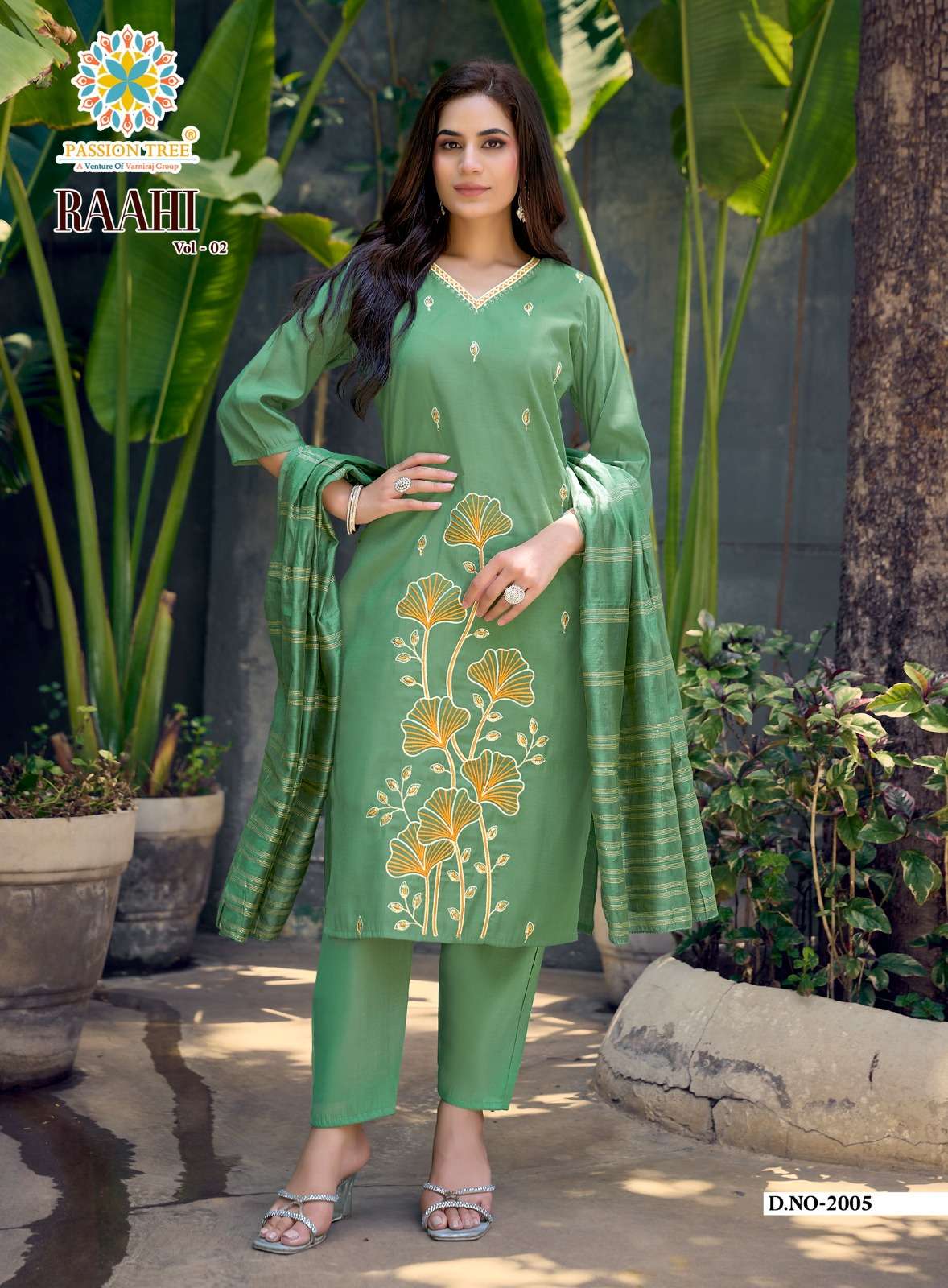PASSION TREE RAAHI VOL 2 SILK DESIGNER STRAIGHT KURTI WITH PANT & DUPATTA SET